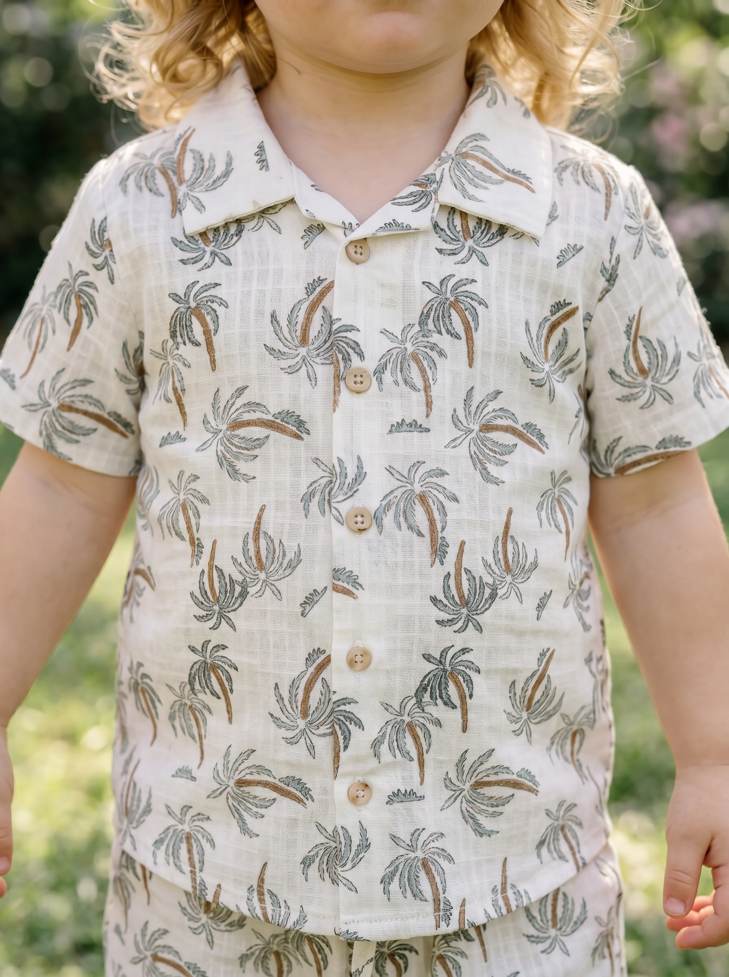 Short sleeve printed shirt palms - Multicolor