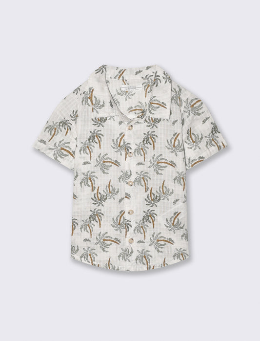 Camicia stampata manica corta palme - Fantasia