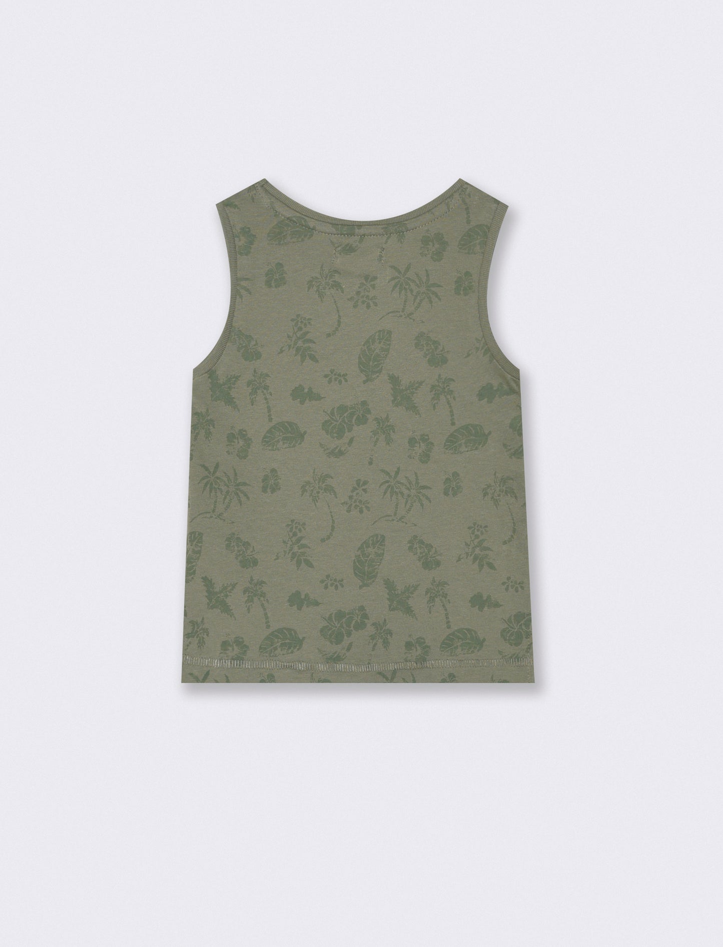 Sleeveless round neck with large print - Green