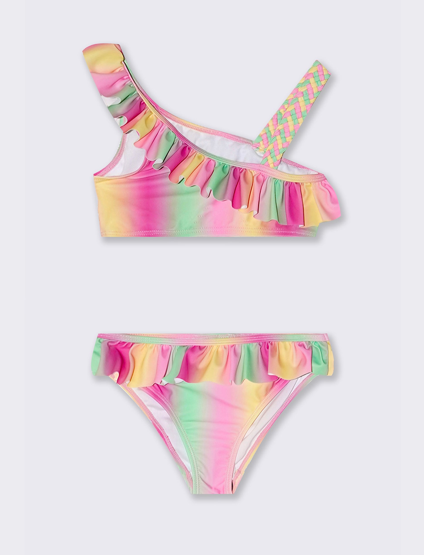 Faded two-piece swimsuit with ruffles - Multicolor