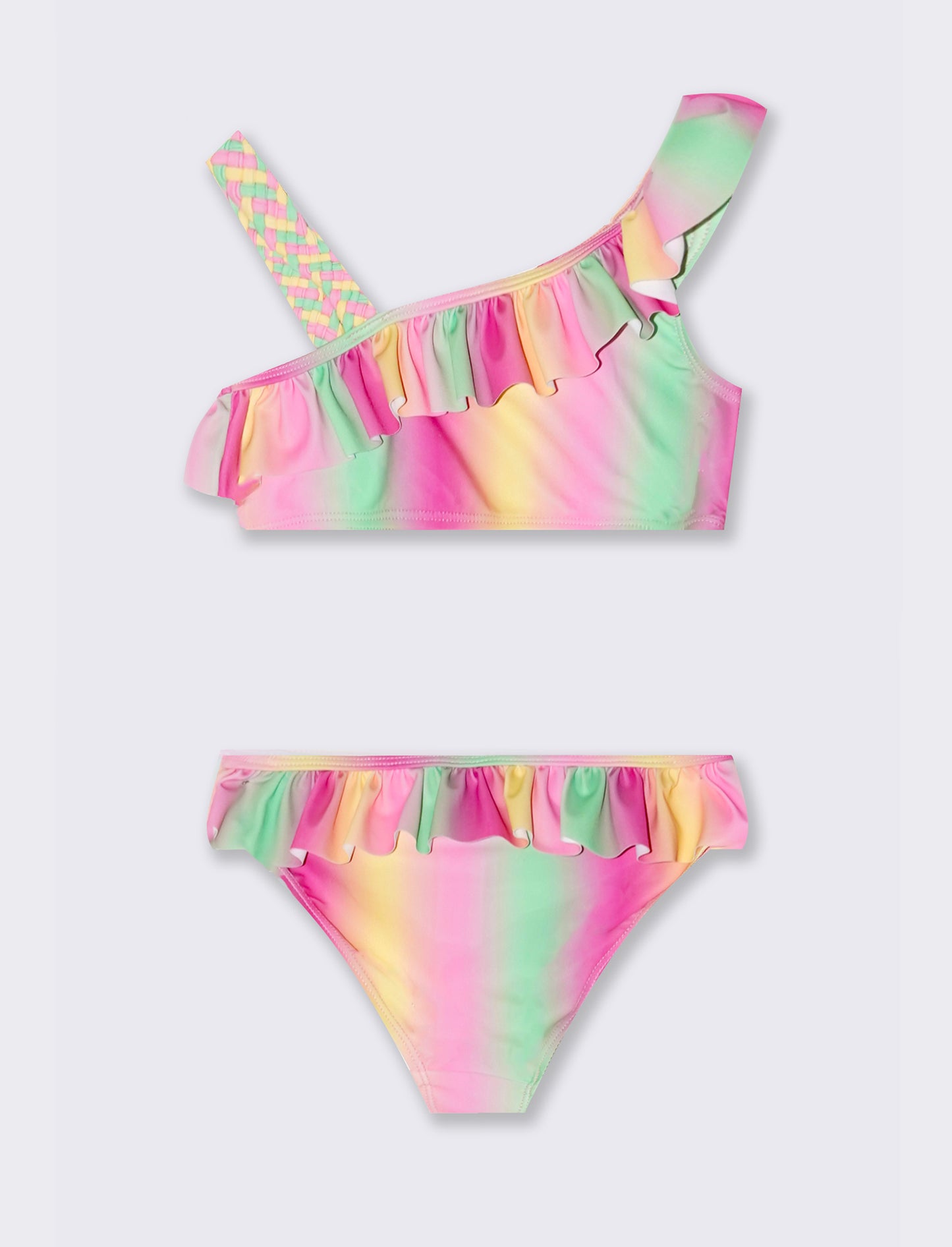 Faded two-piece swimsuit with ruffles - Multicolor
