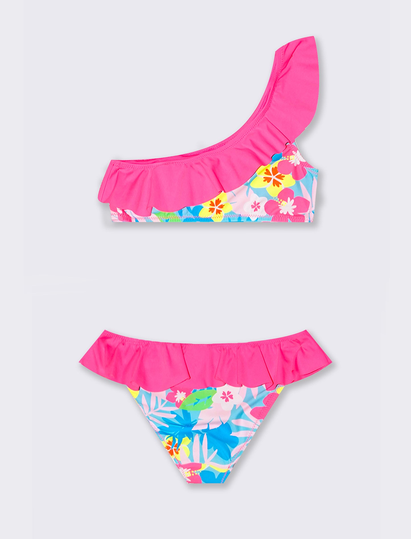 Costume da bambina fluo con rouches - Fantasia