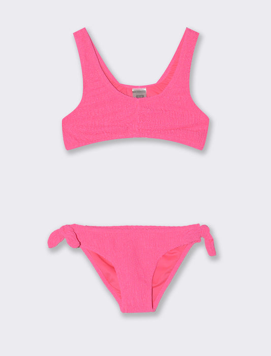 Two-Piece Textured Fabric Set - Fuxia