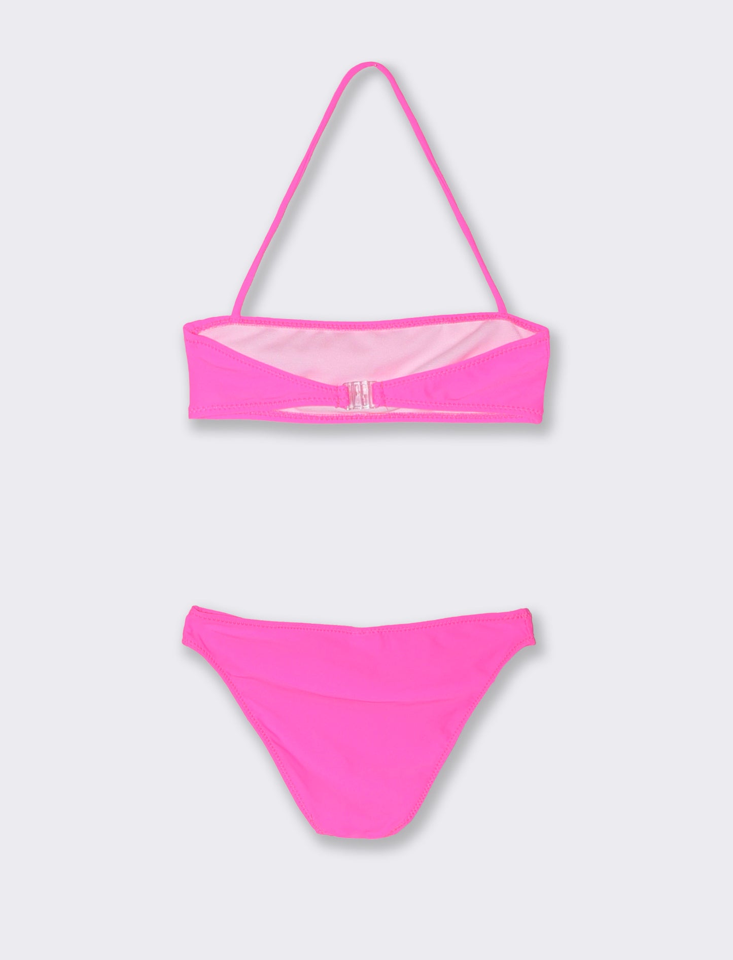 Costume due pezzi bambina con strass fiocco - Fuxia