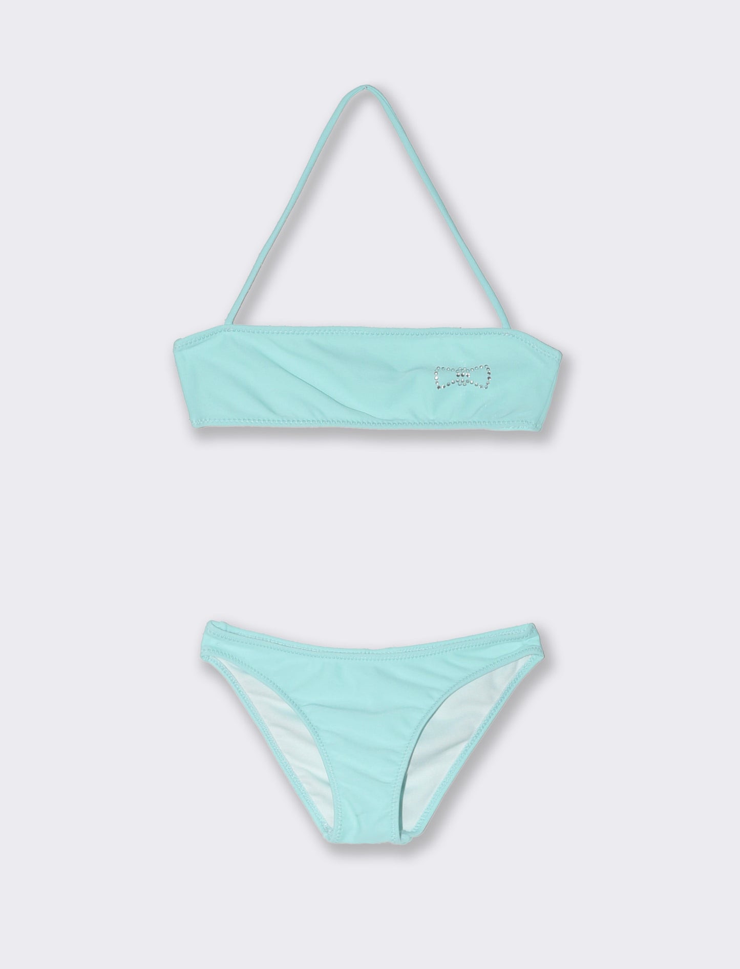 Two-piece swimsuit for girls with rhinestone bow - Green