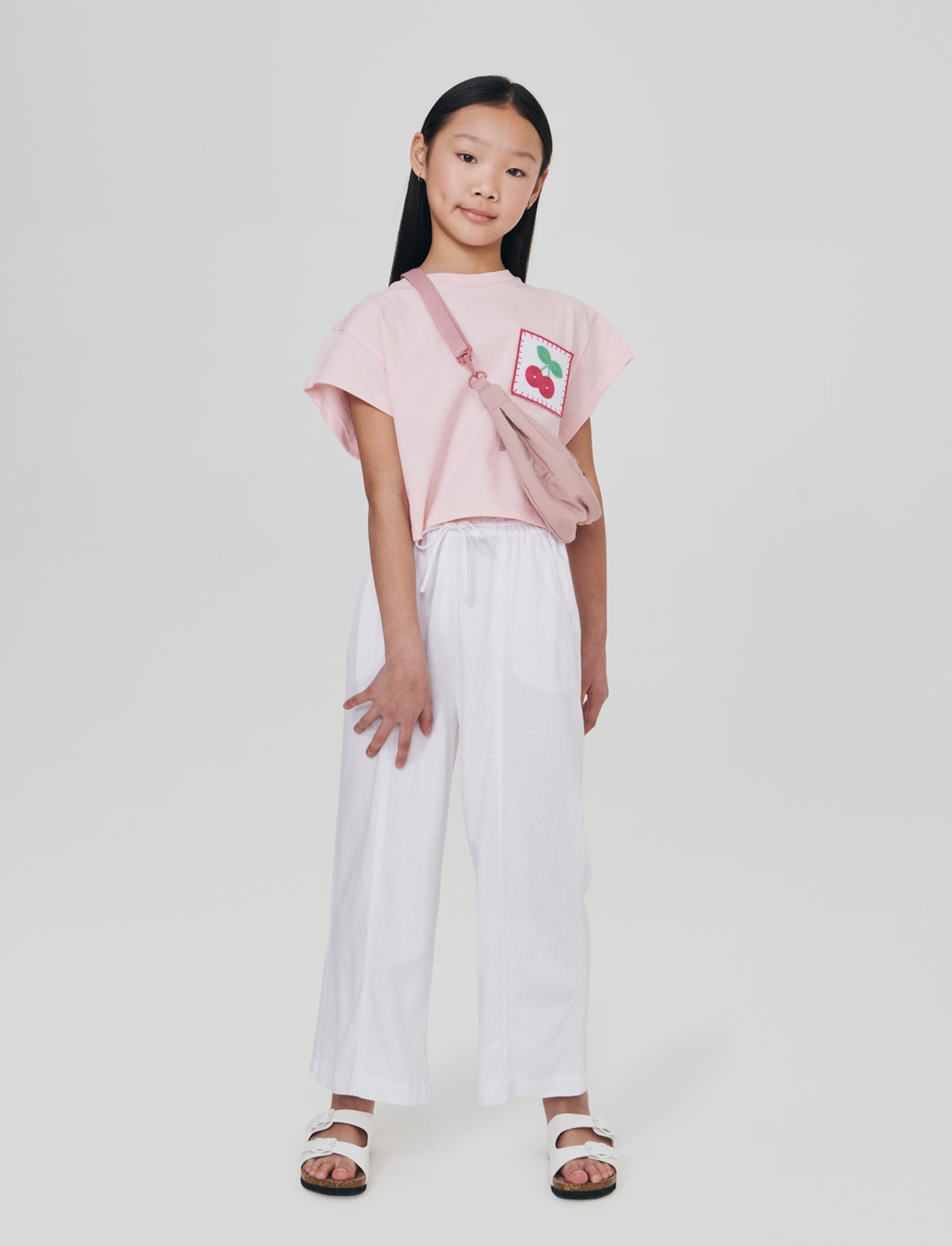 T-shirt Over in Cotone con Ricamo Crochet - Rosa