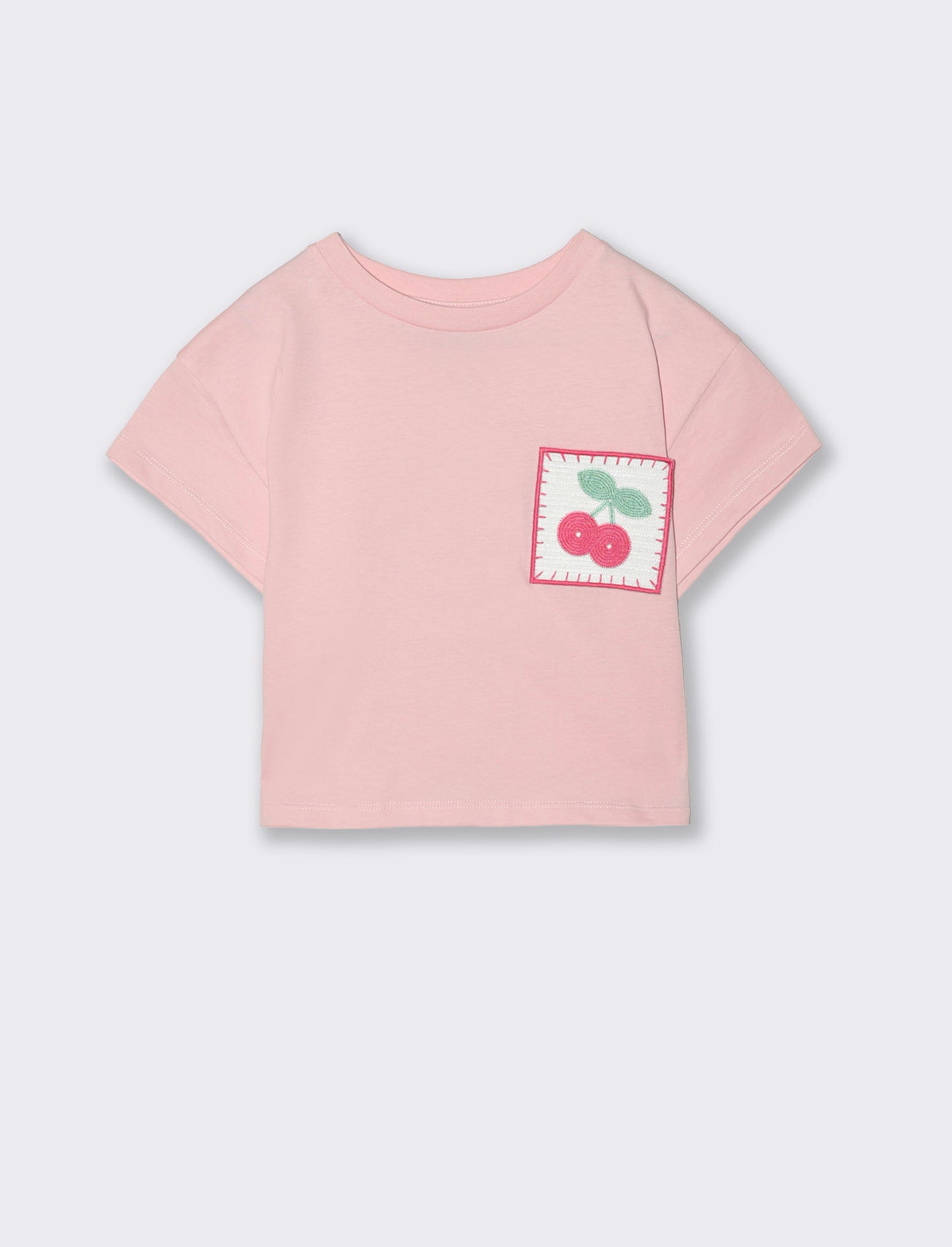 T-shirt Over in Cotone con Ricamo Crochet - Rosa