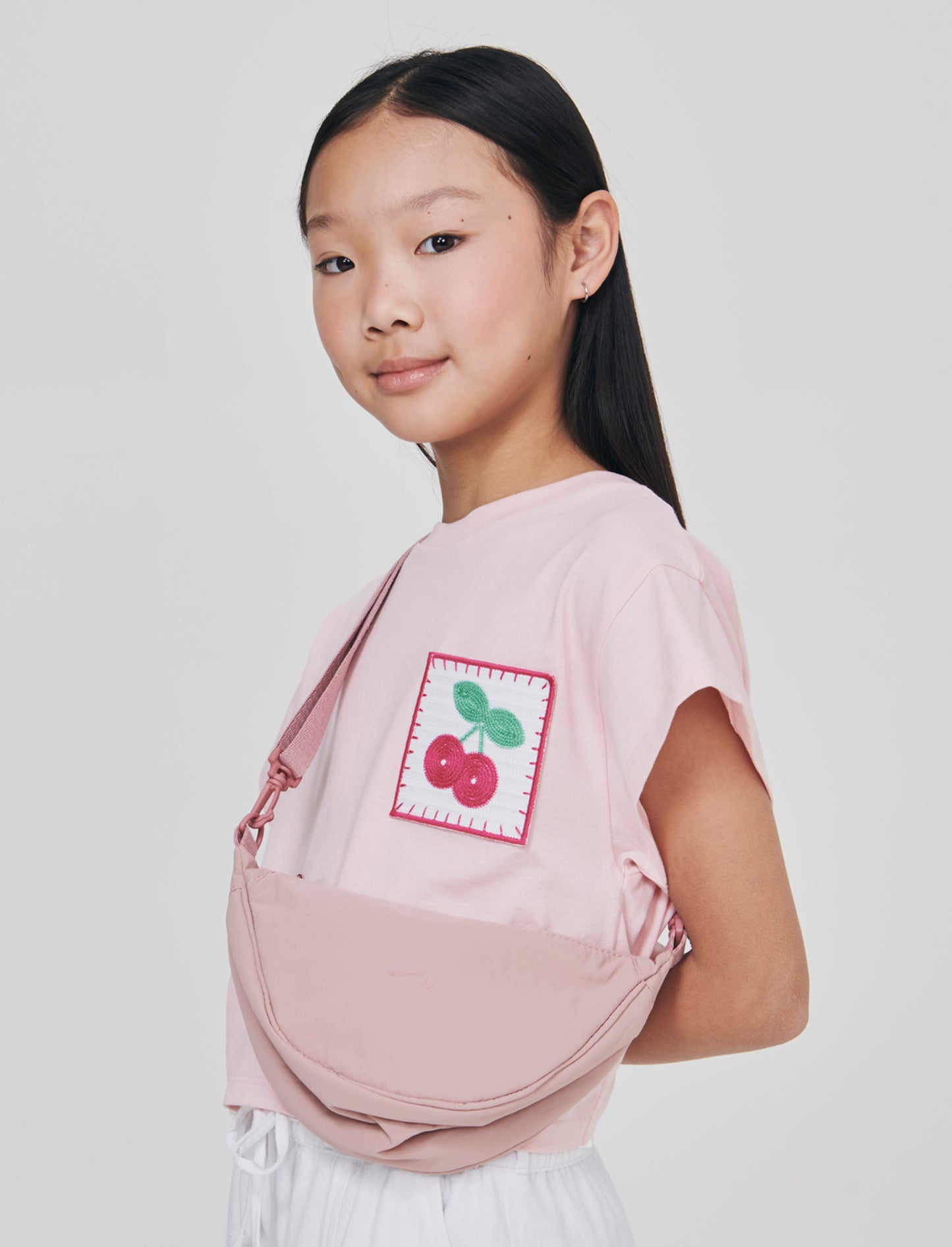 T-shirt Over in Cotone con Ricamo Crochet - Rosa