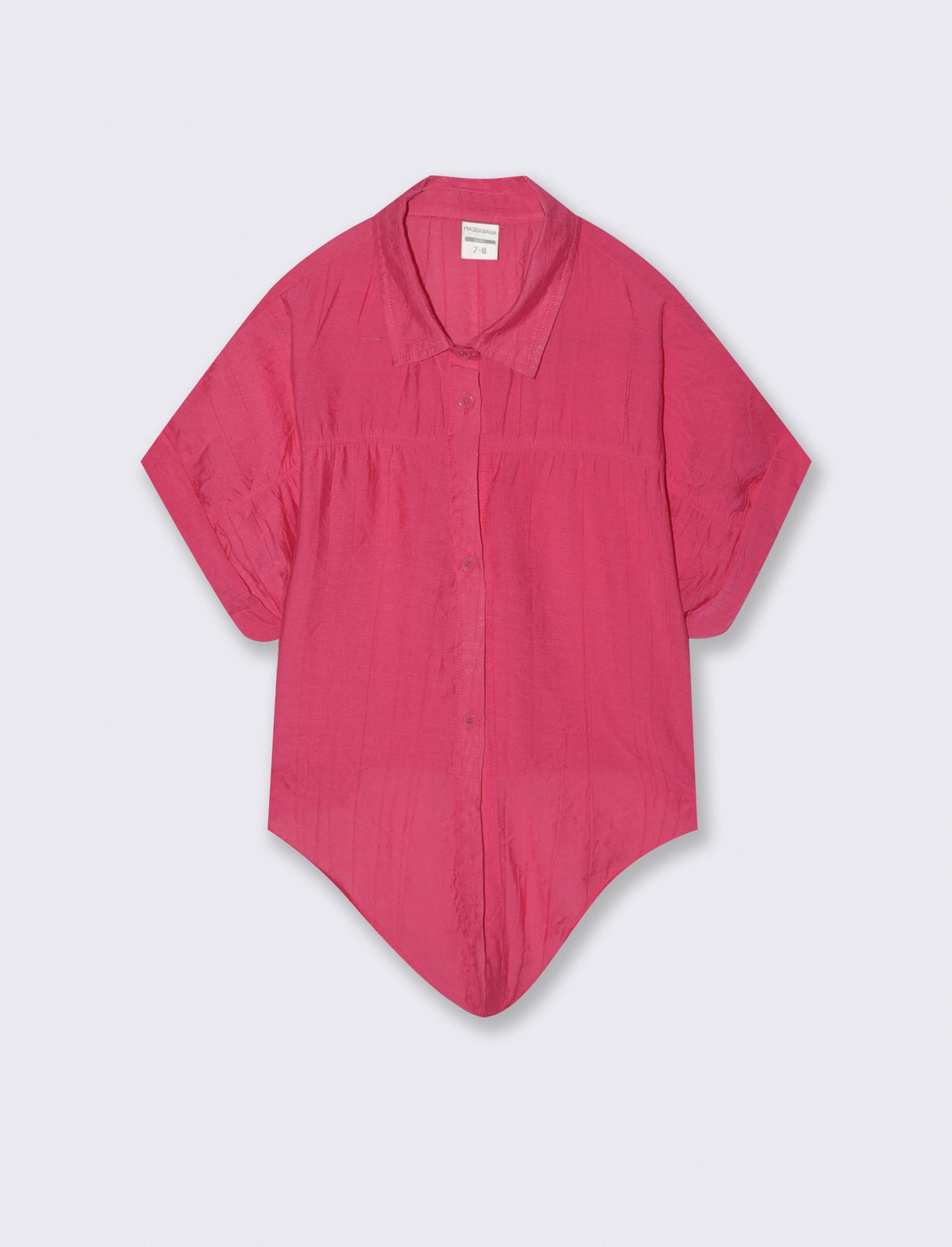 Camicia over annodata in tessuto goffrato - Fuxia