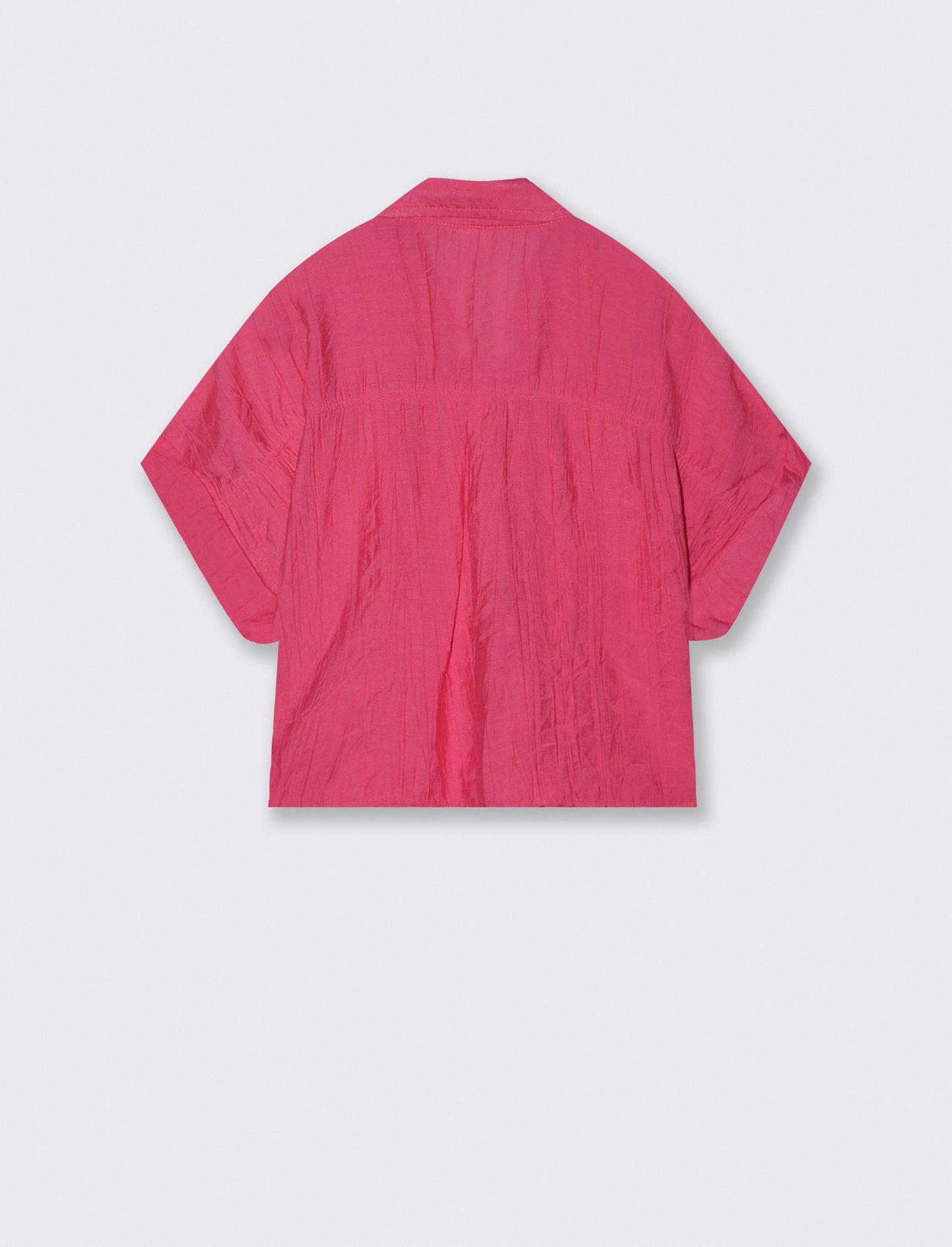 Camicia over annodata in tessuto goffrato - Fuxia