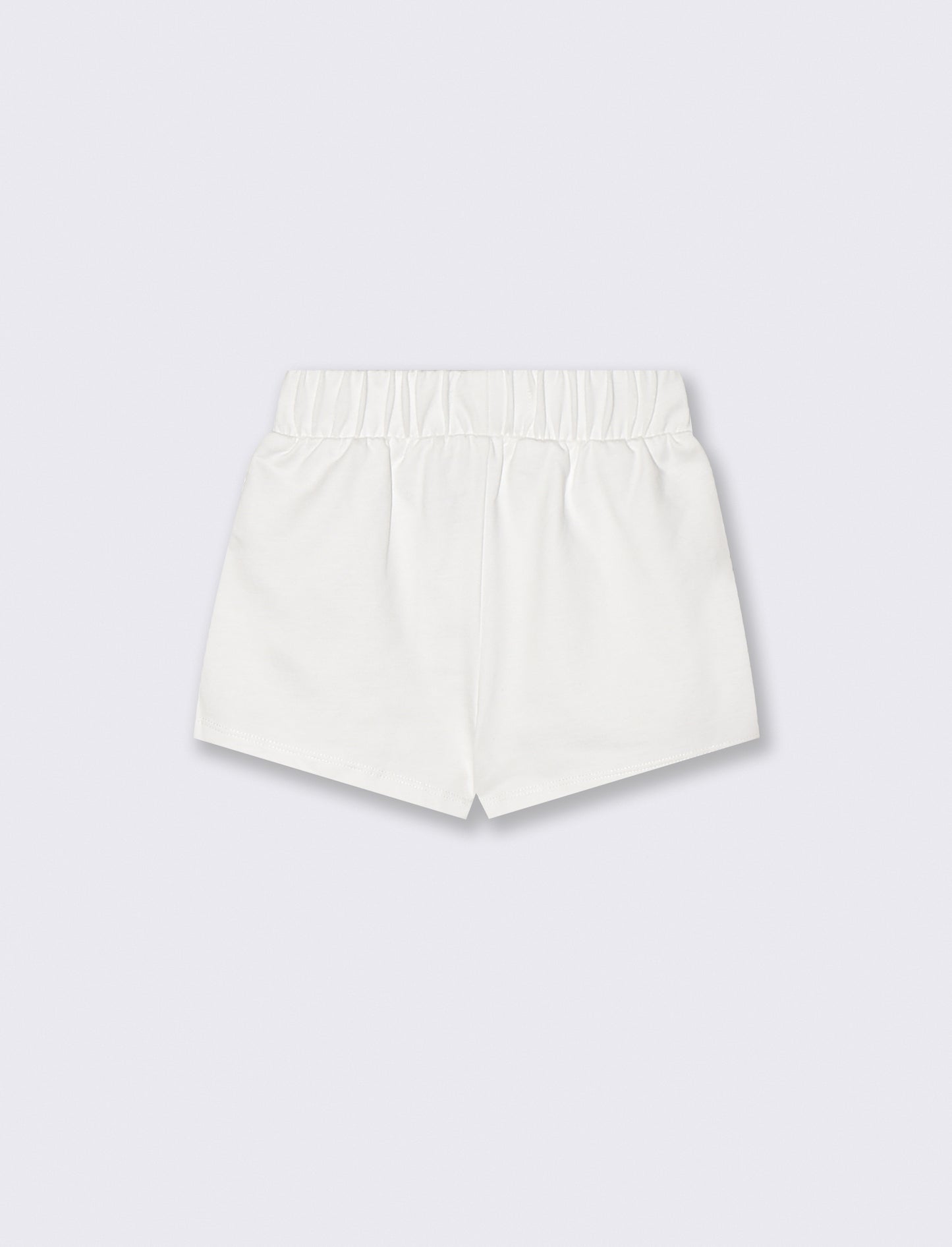 Bermuda in cotone con fasce crochet - Bianco latte