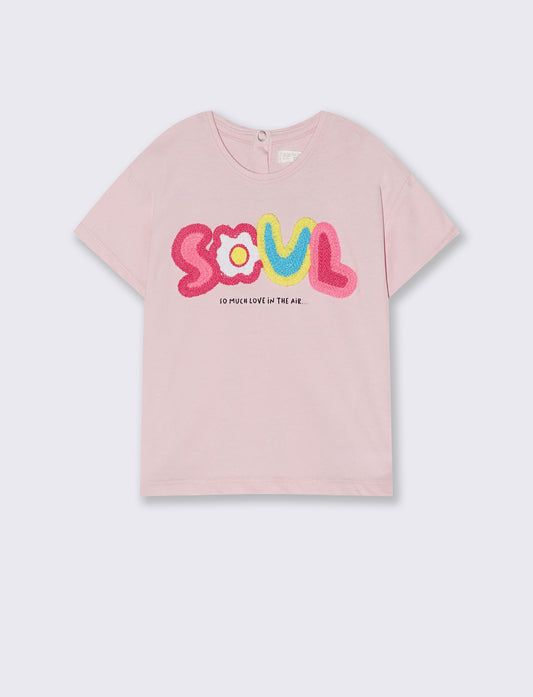T-Shirt con Toppe per Stile Casual - Rosa