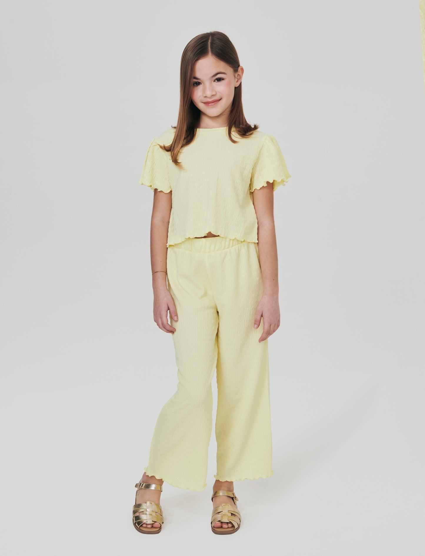 Pantaloni Palazzo Goffrati con Vita Elastica - Giallo