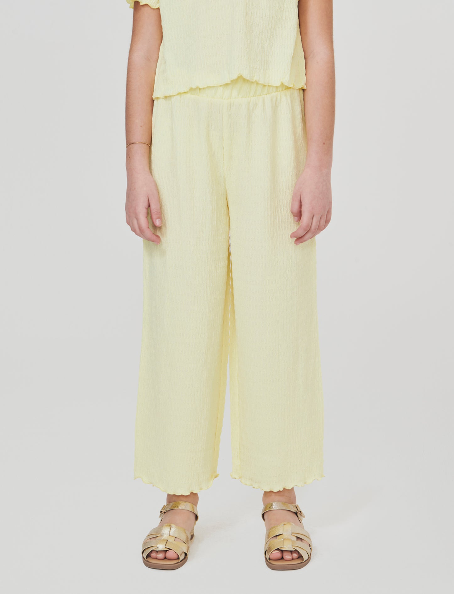 Pantaloni Palazzo Goffrati con Vita Elastica - Giallo