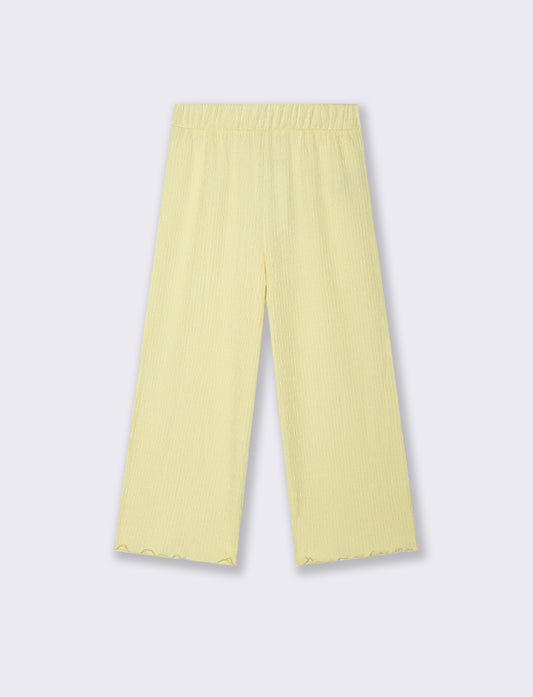 Pantaloni Palazzo Goffrati con Vita Elastica - Giallo
