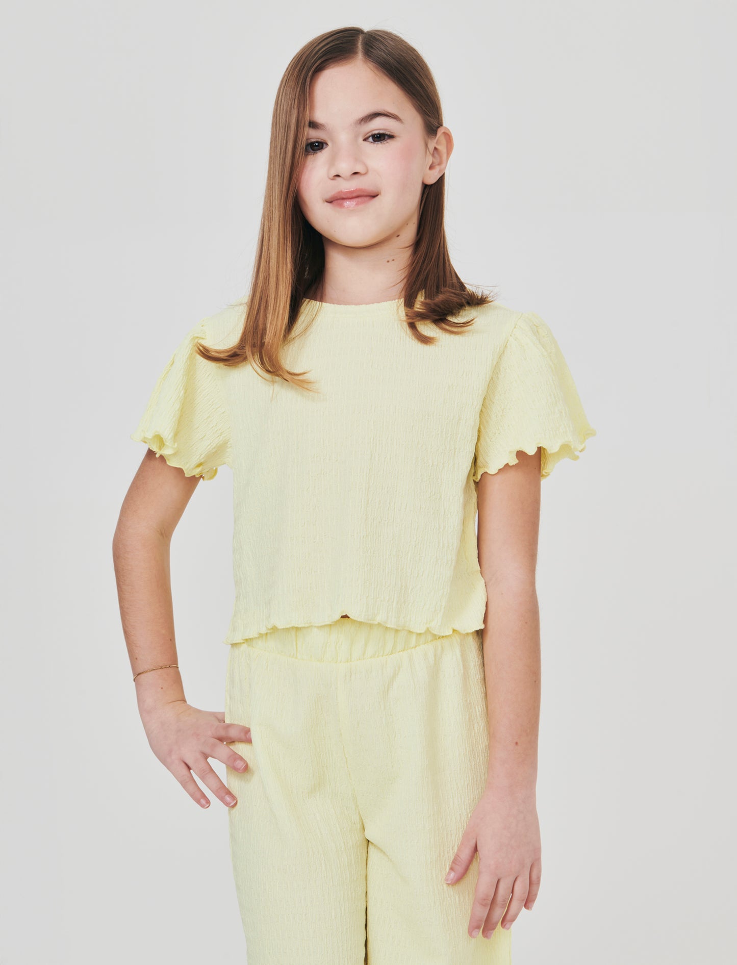 T-SHIRT OVER IN TESSUTO GOFFRATO - Giallo