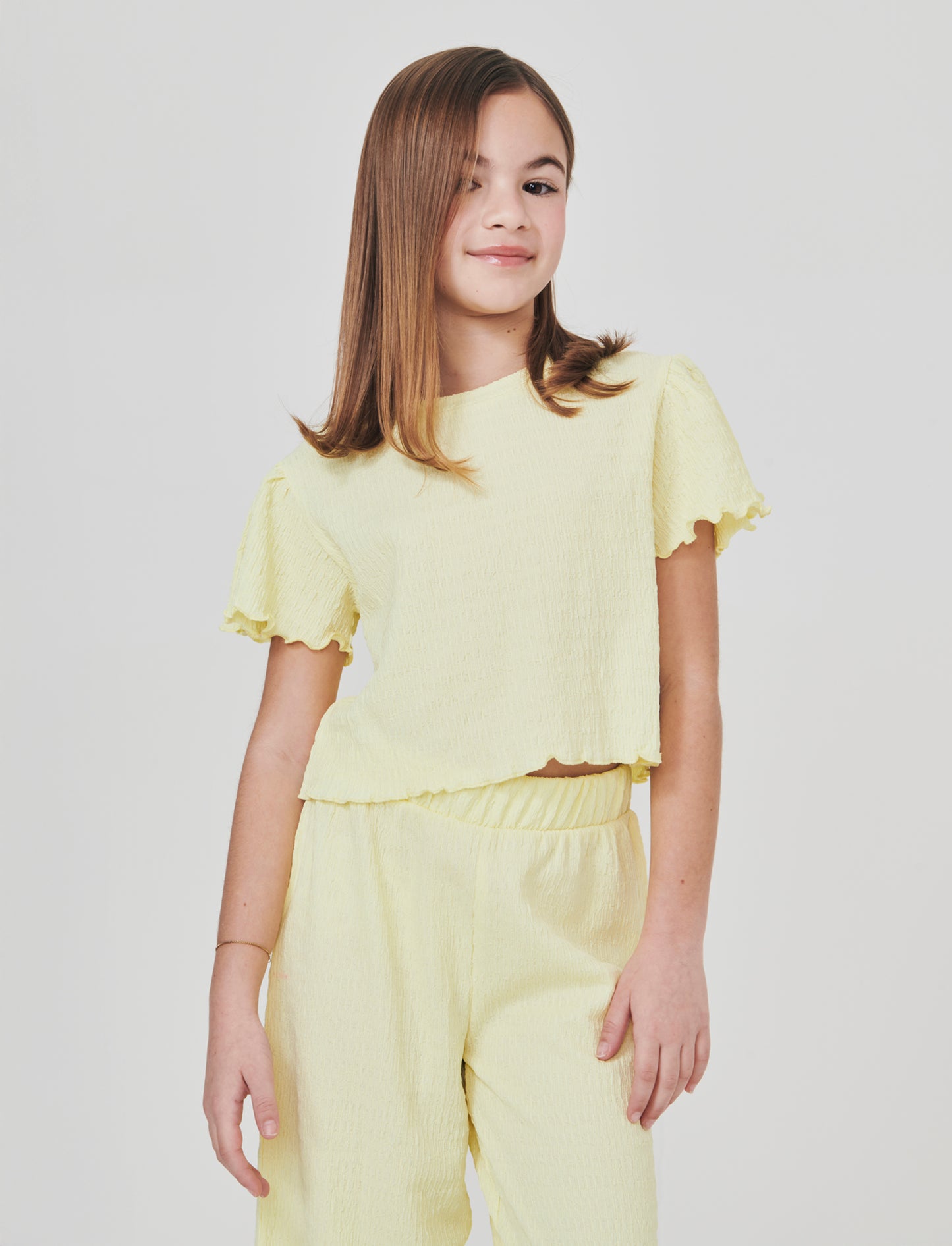 T-SHIRT OVER IN TESSUTO GOFFRATO - Giallo