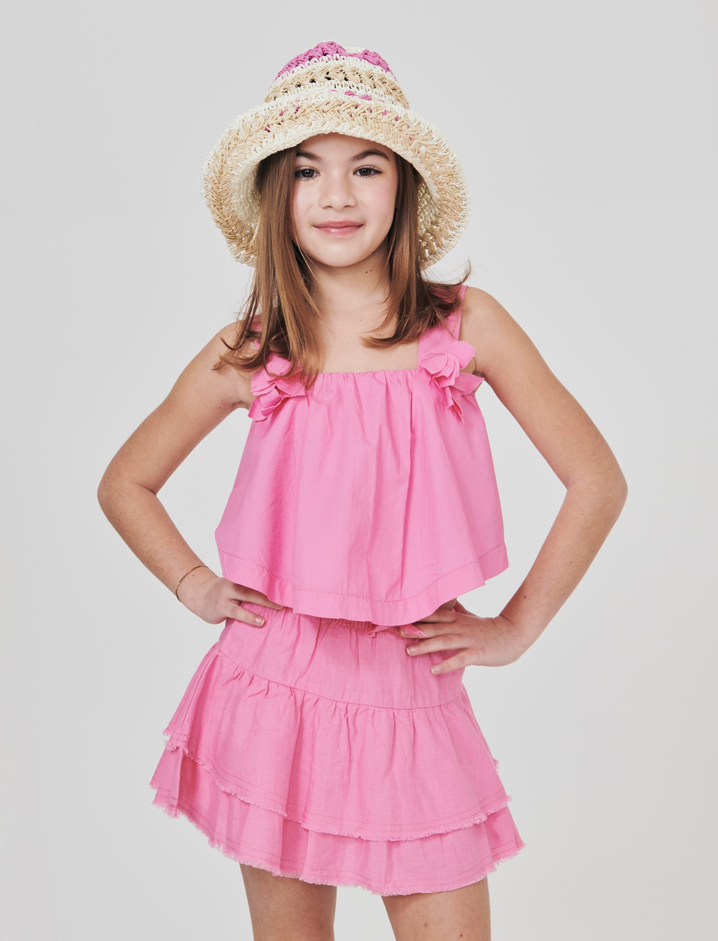 Top Cropped in Cotone con Fiori Decorativi - Rosa big bubble