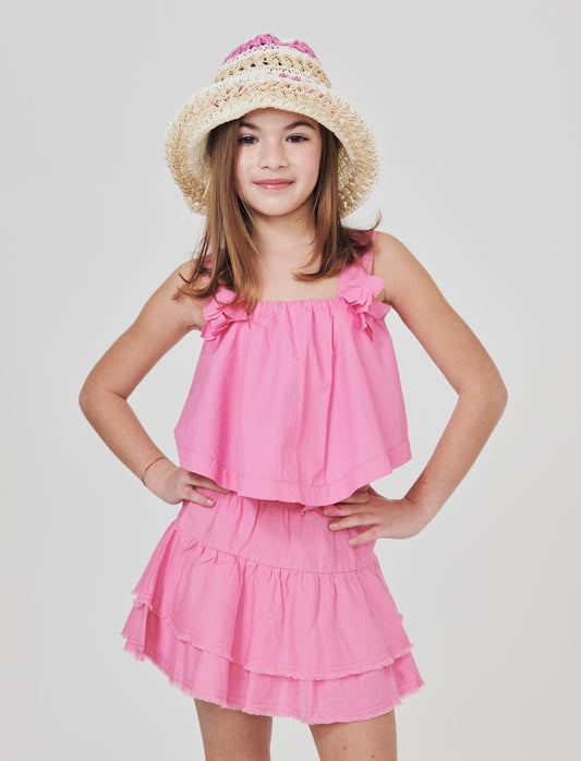 Top Cropped in Cotone con Fiori Decorativi - Rosa big bubble
