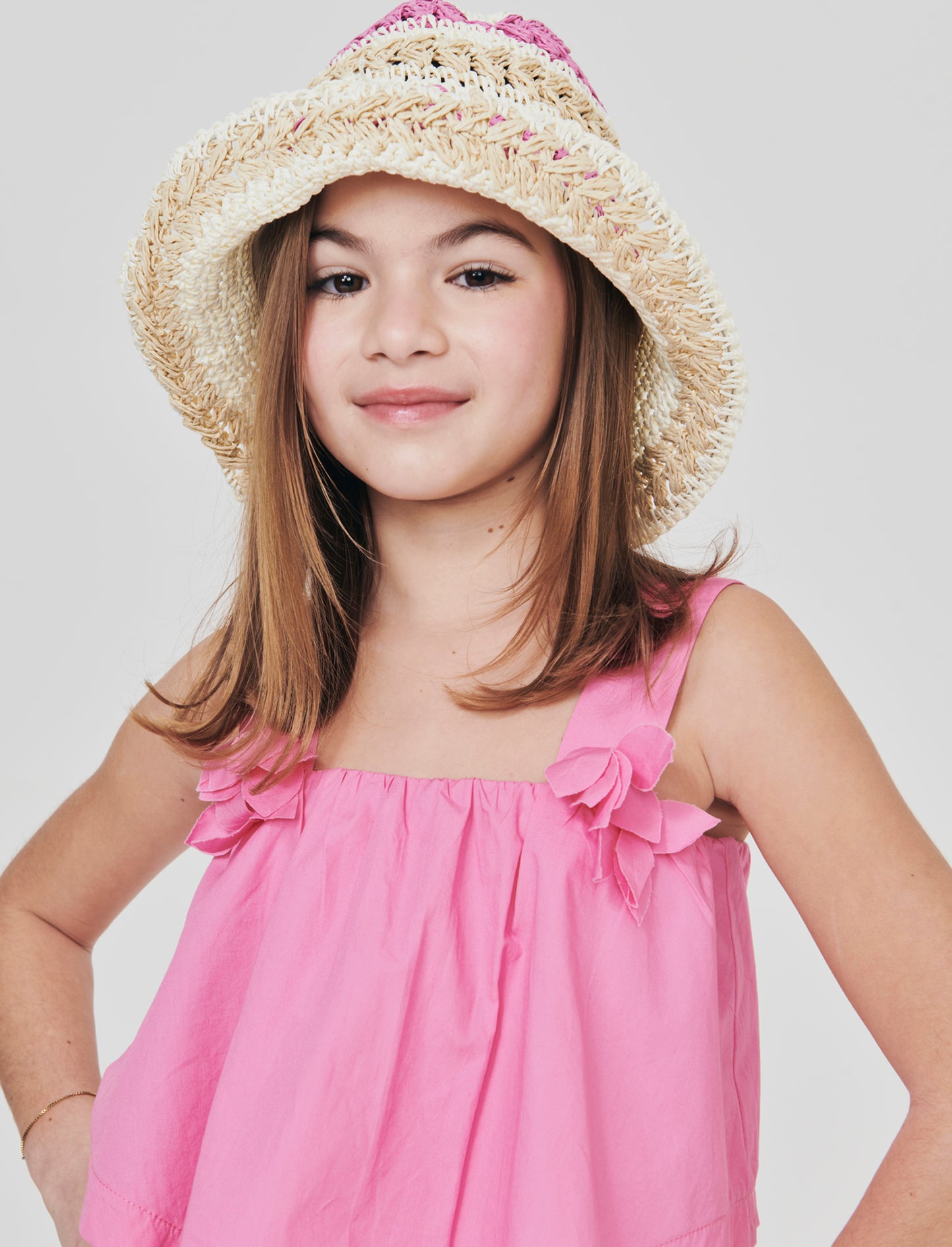 Top Cropped in Cotone con Fiori Decorativi - Rosa big bubble