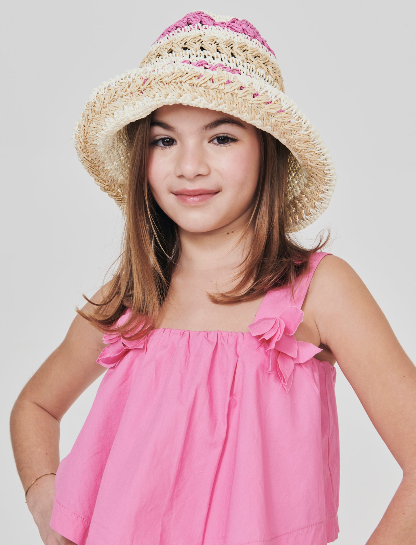 Top Cropped in Cotone con Fiori Decorativi - Rosa big bubble