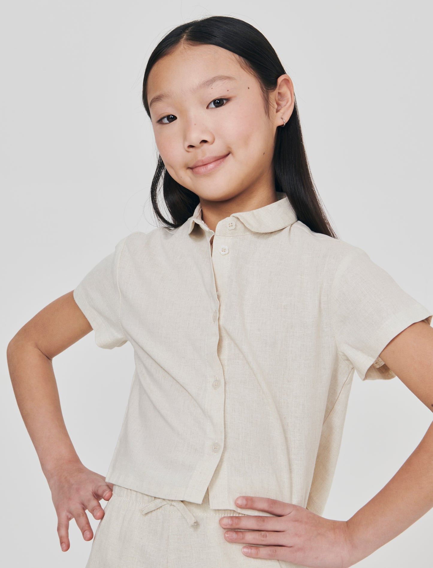 Camicia over in misto lino naturale - Beige