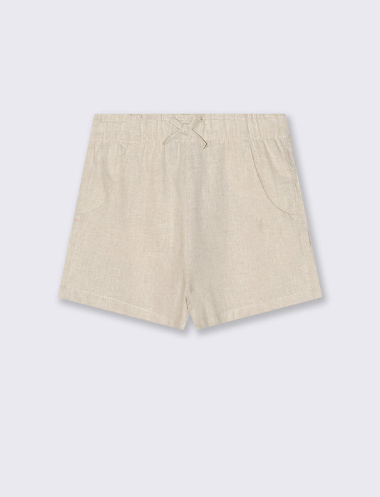 Pantaloncino in misto lino naturale - Beige