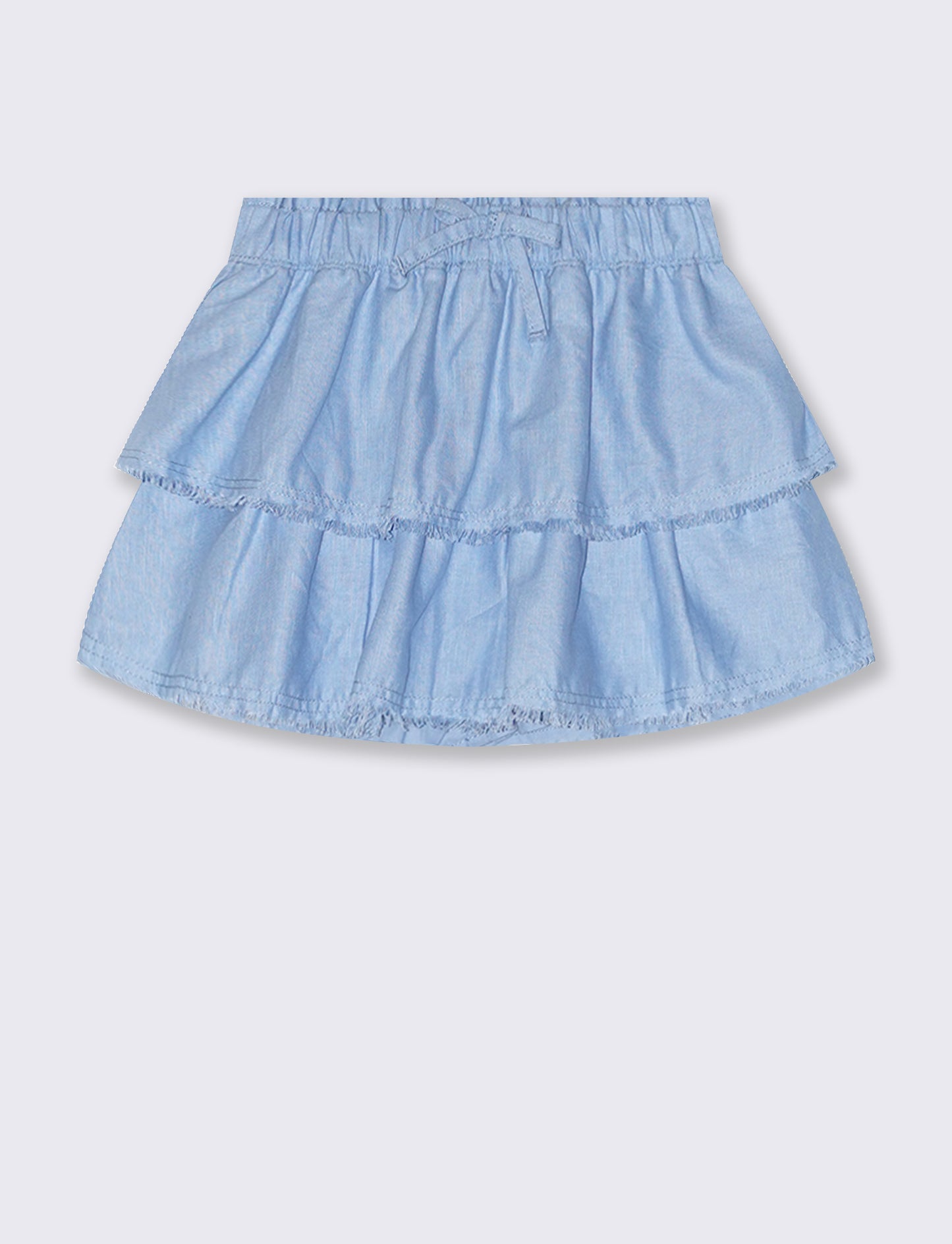 Linen blend skirt with internal shorts - Sky blue