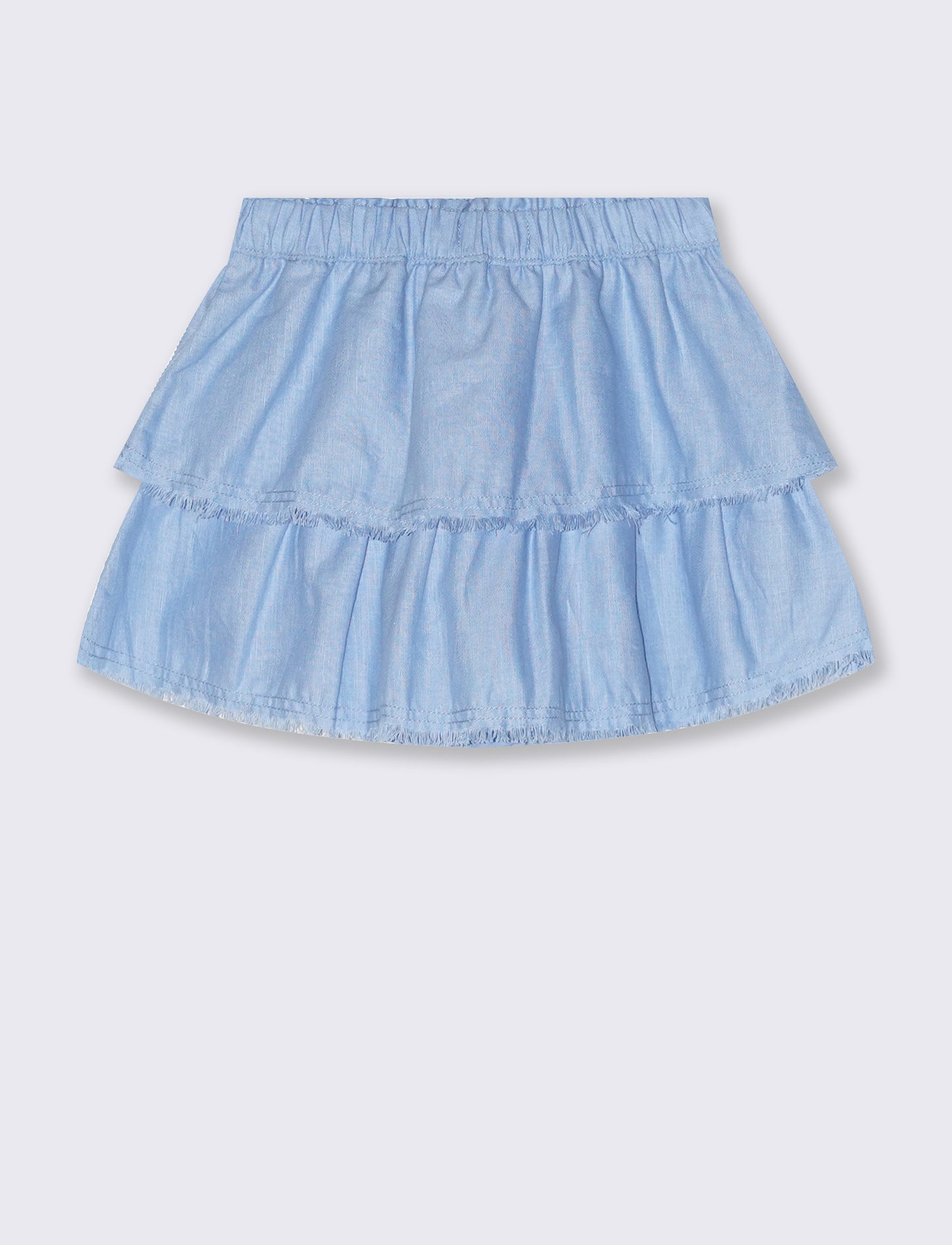 Linen blend skirt with internal shorts - Sky blue