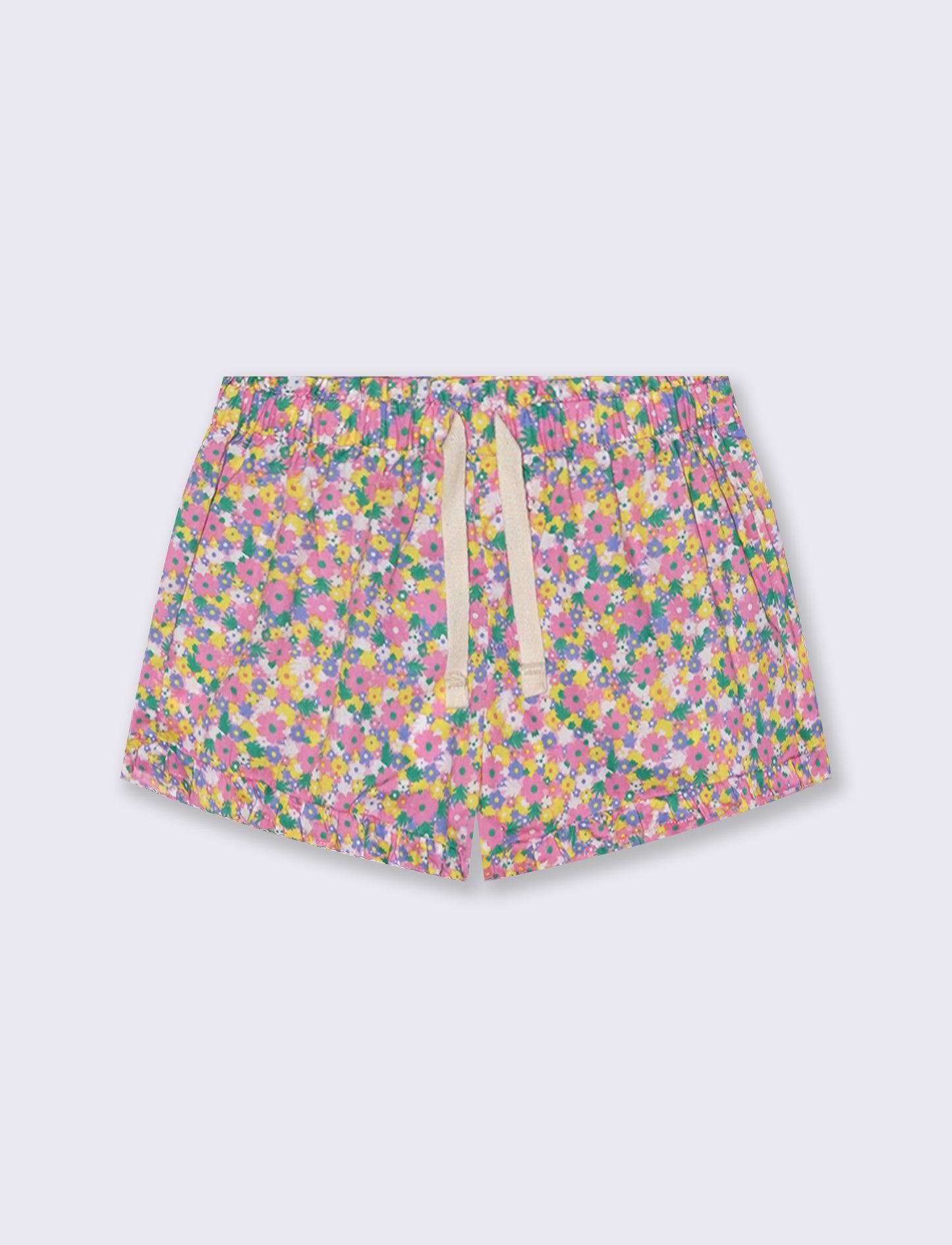 Cotton Bermuda shorts with ruffles and ties - Multicolor