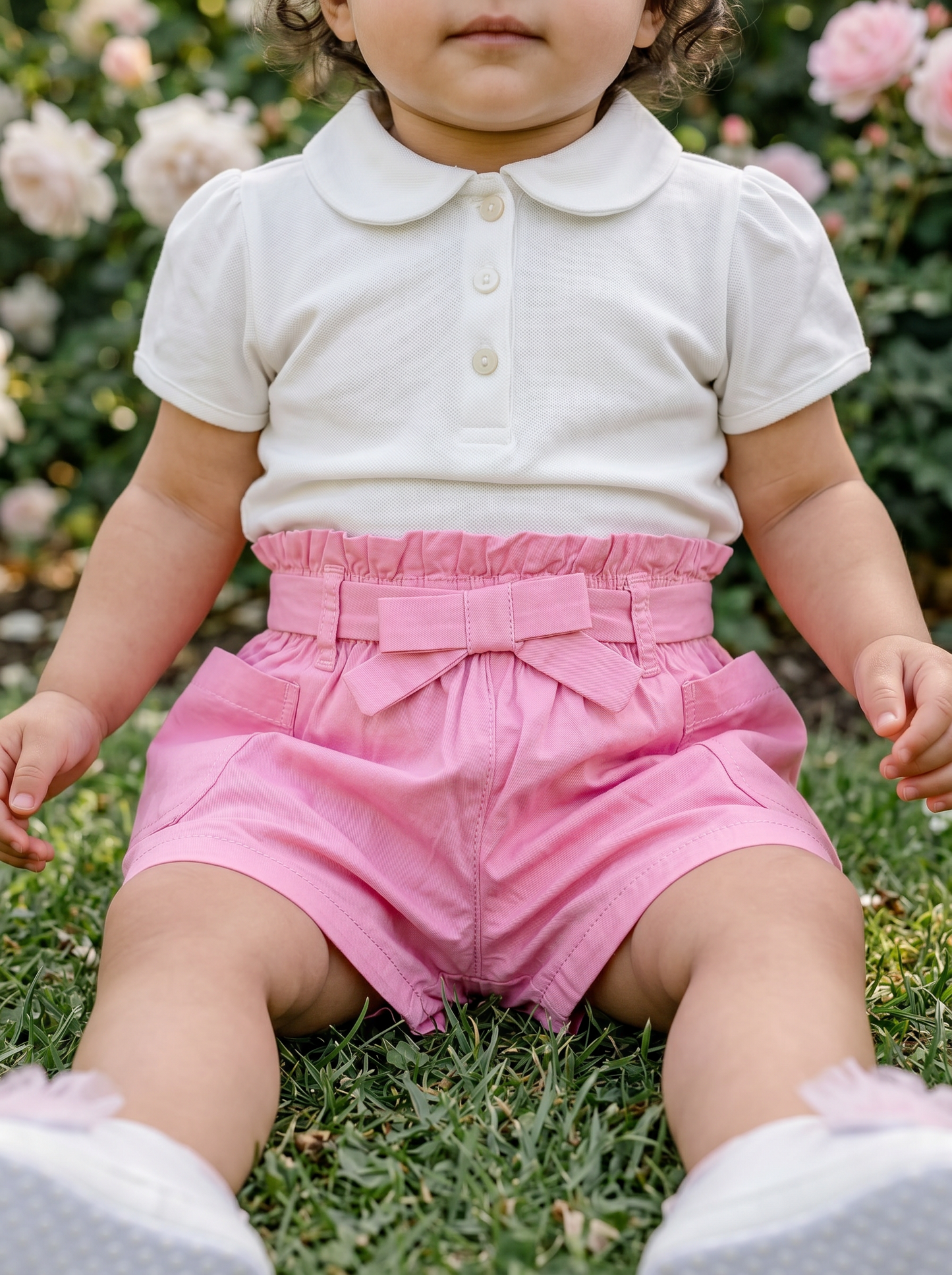 Shorts in cotone stretch con tasche laterali - Rosa