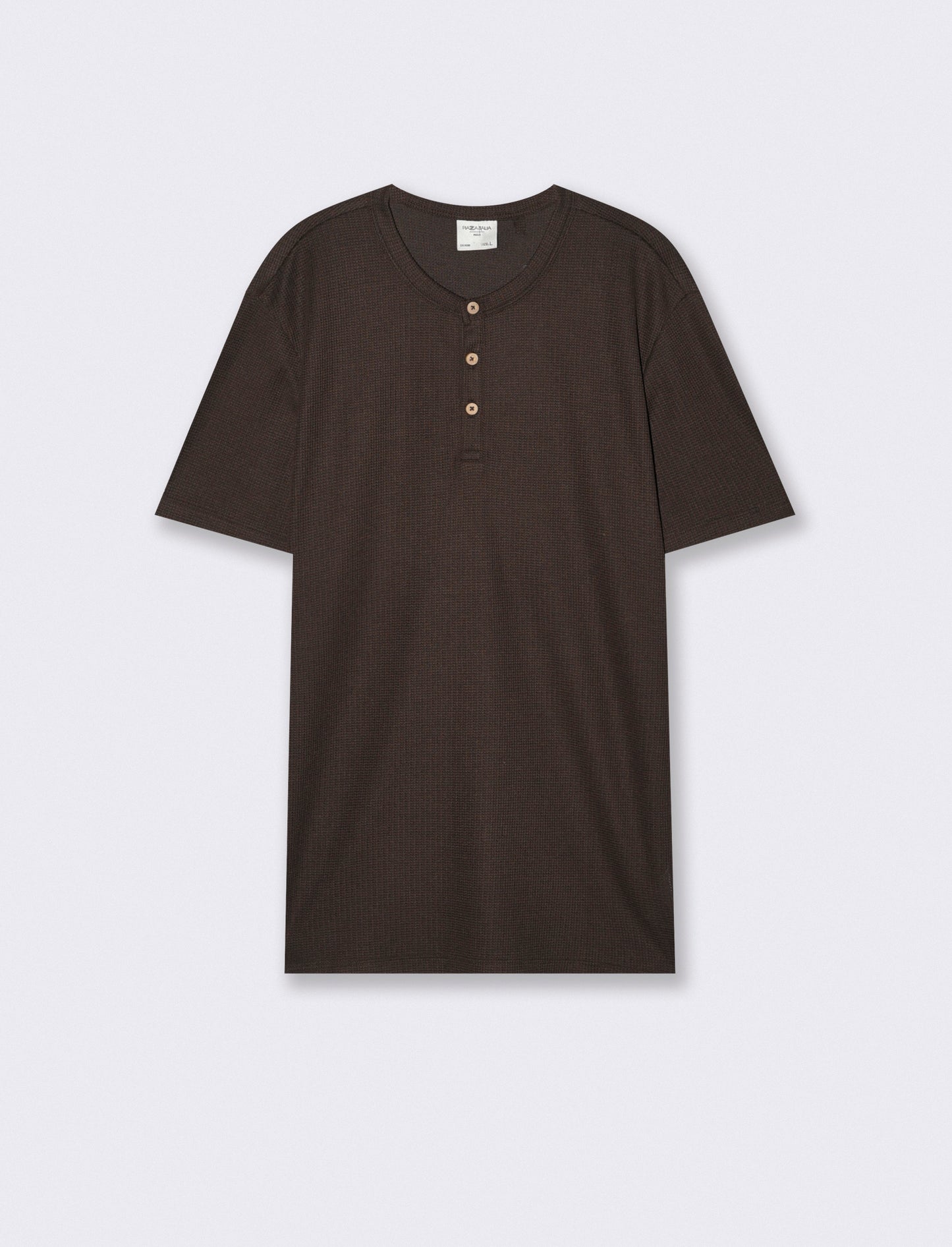 T-shirt serafino in tessuto waffle - Moro