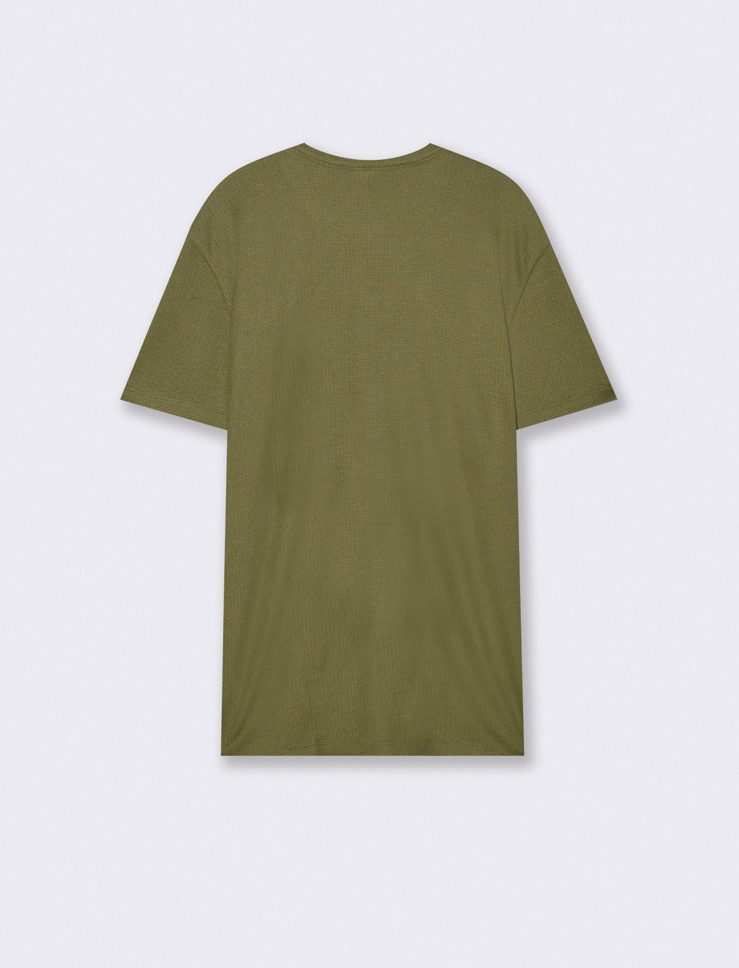 T-shirt serafino in tessuto waffle - Verde oliva