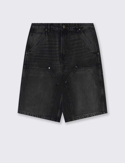 Bermuda Jeans Carpenter Skater Fit Denim - Nero