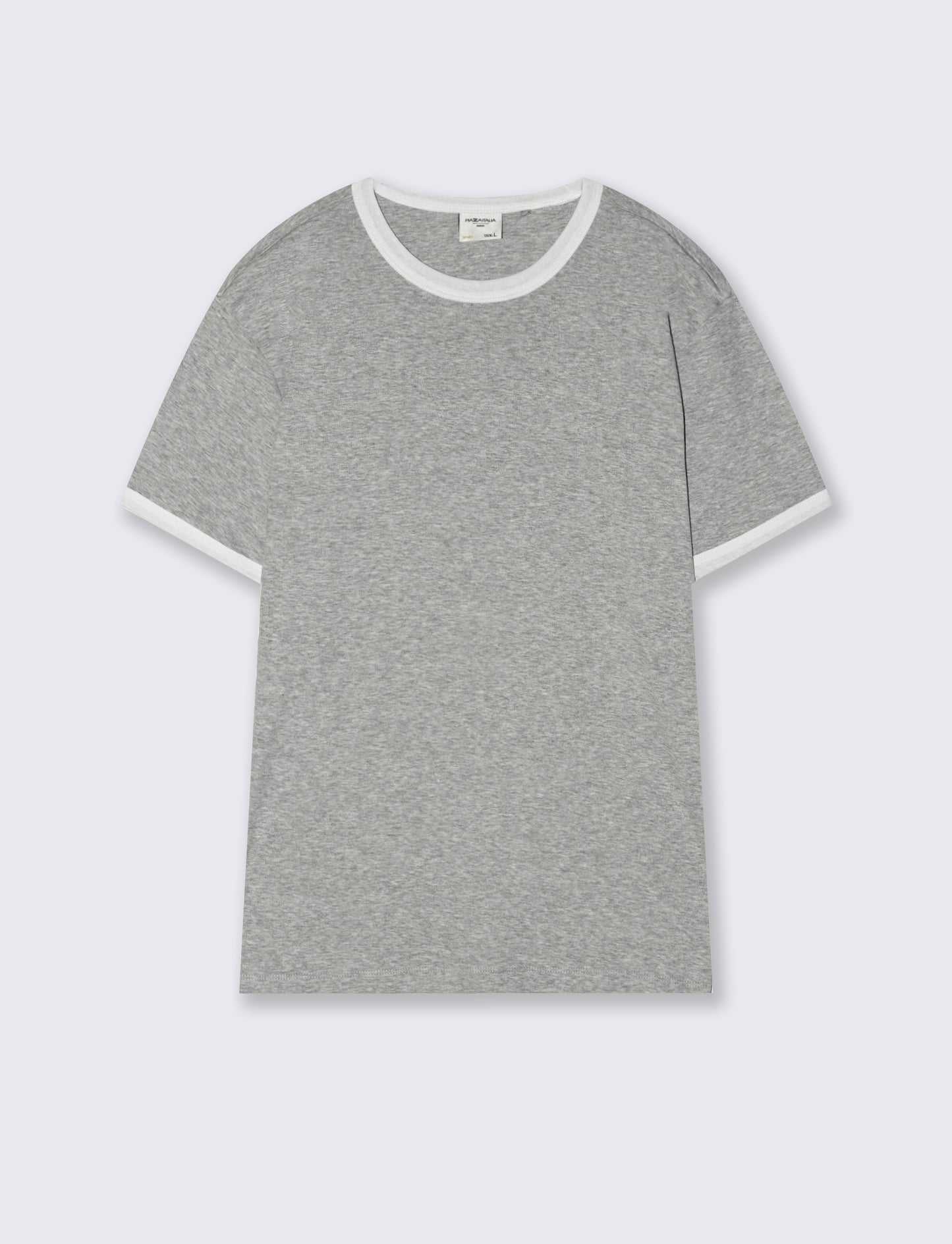 T-shirt a coste con contrasti eleganti - Grigio mel.
