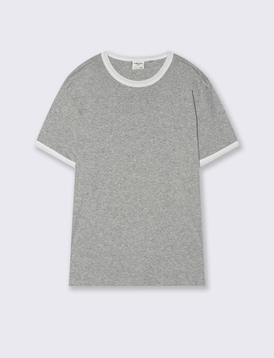T-shirt a coste con contrasti eleganti - Grigio mel.