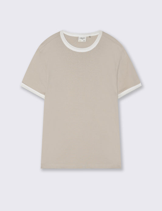 T-shirt a coste con contrasti eleganti - Grigio ghiaccio