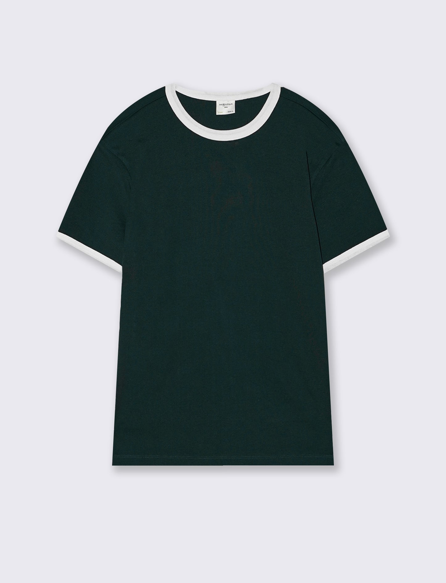 T-shirt a coste con contrasti eleganti - Verde scuro