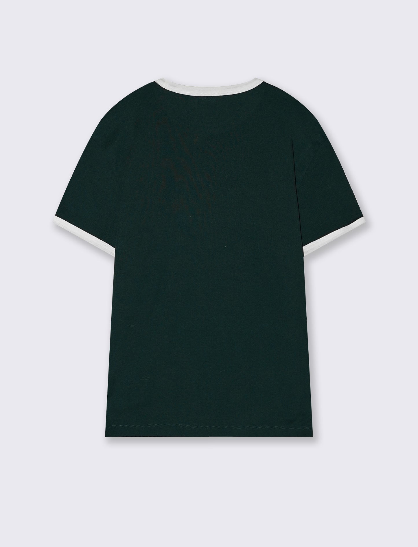 T-shirt a coste con contrasti eleganti - Verde scuro