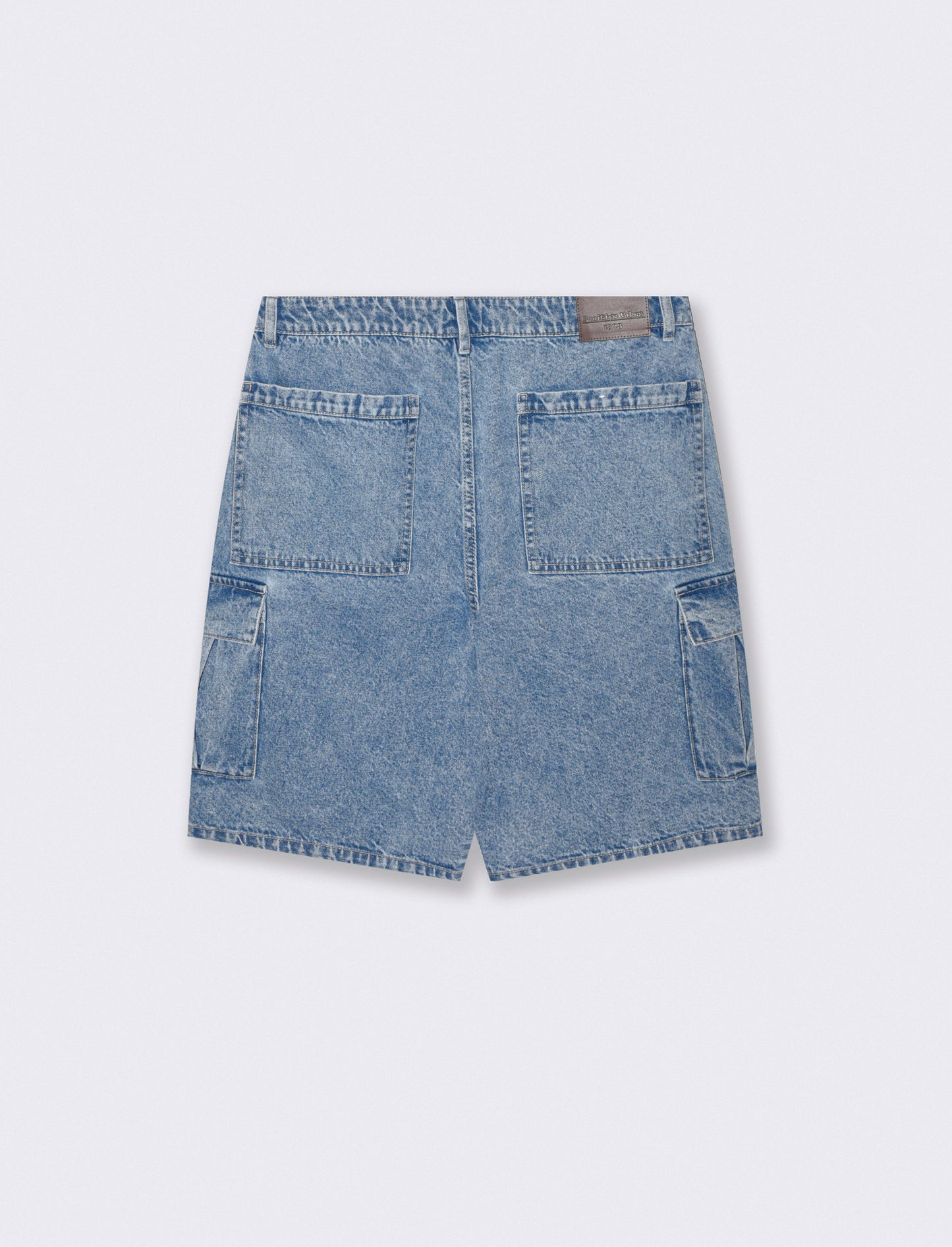 Bermuda Jeans Cargo Baggy Fit Effetto Slavato - Denim