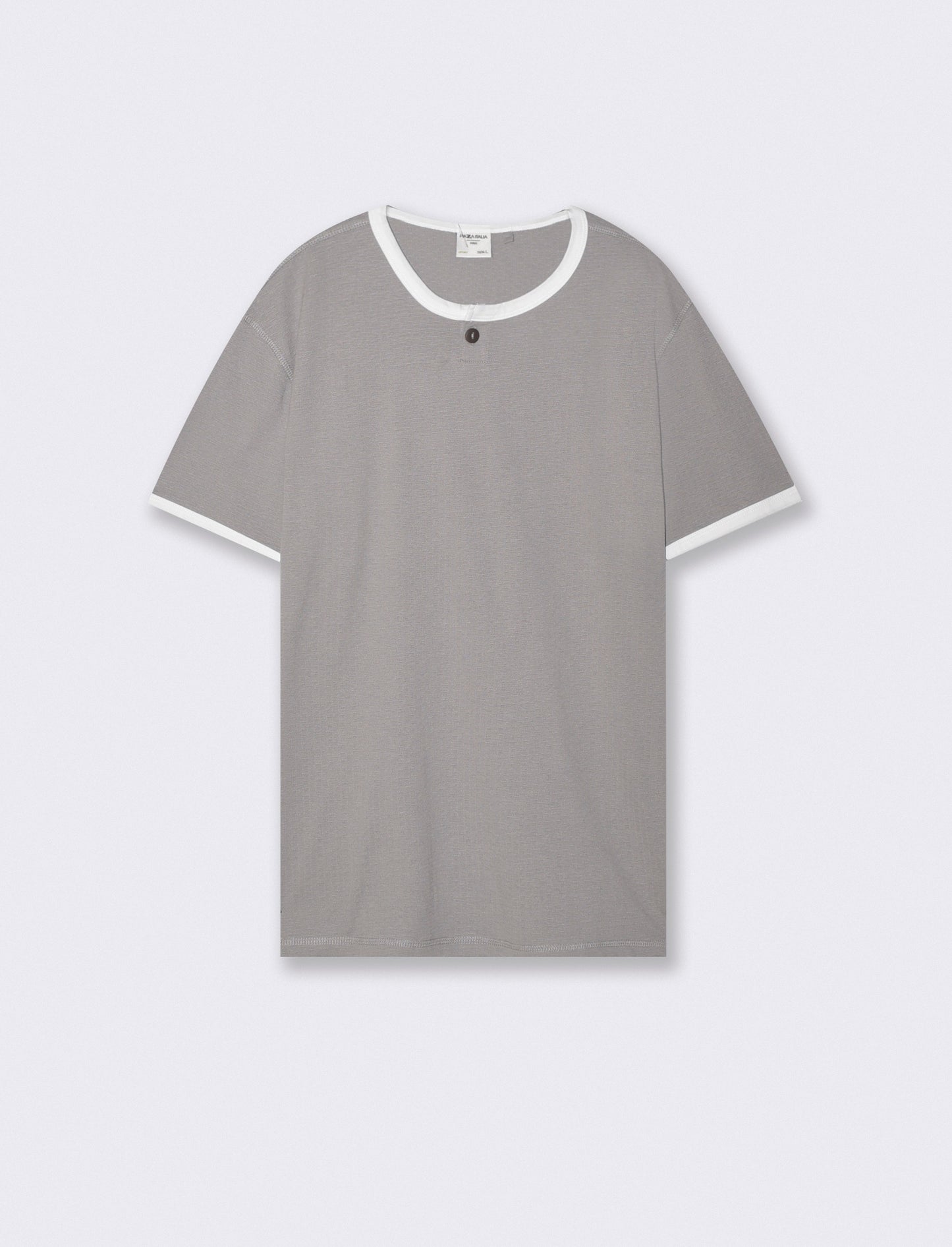 T-shirt Serafino in Tessuto Jacquard - Grigio