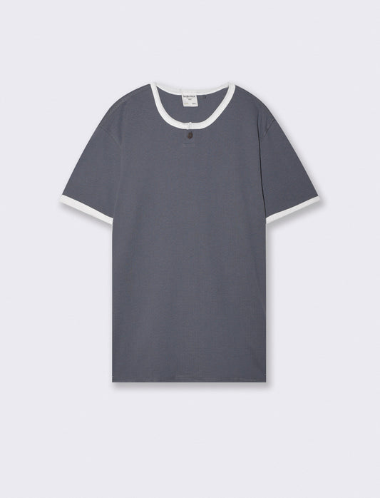 T-shirt Serafino in Tessuto Jacquard - Avion