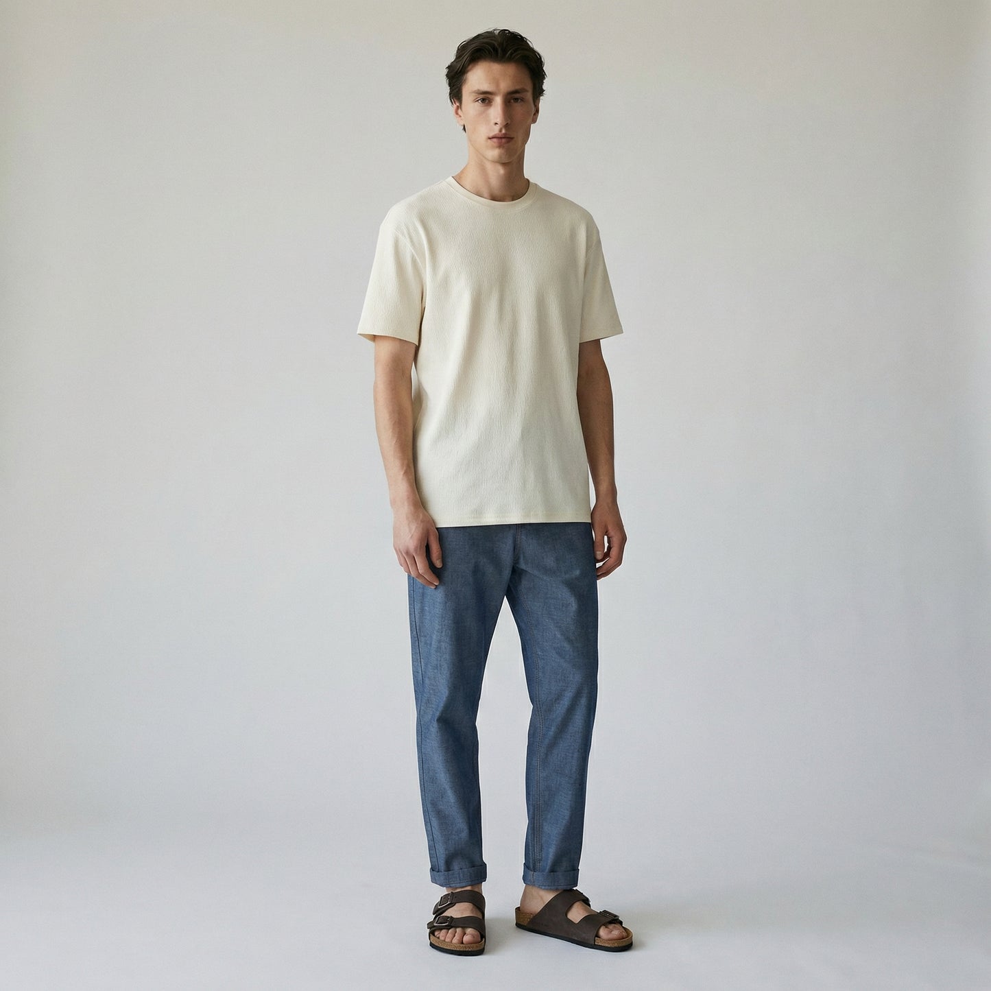 Lightweight Straight Fit Medium Blue Jeans - Blue
