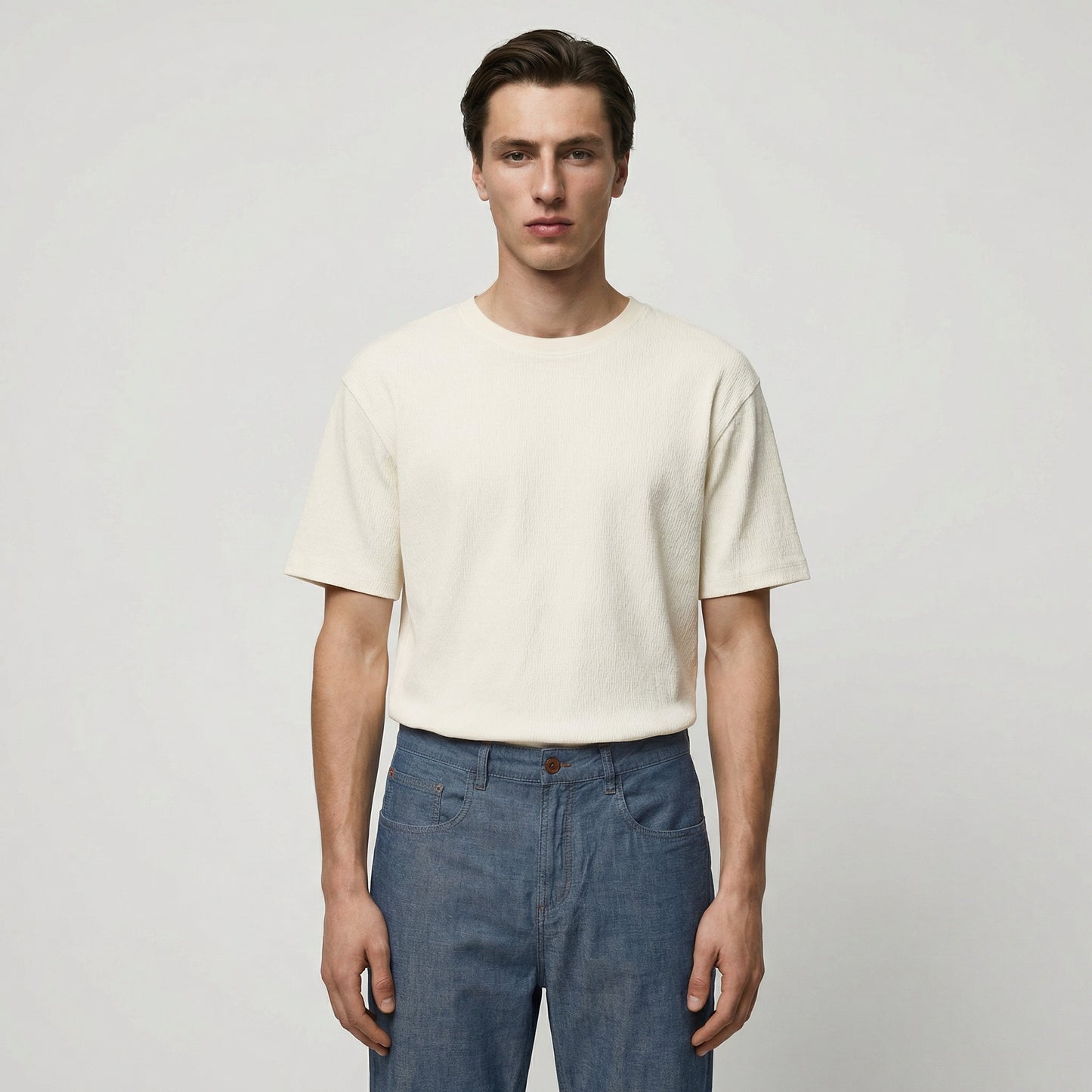 Lightweight Straight Fit Medium Blue Jeans - Blue
