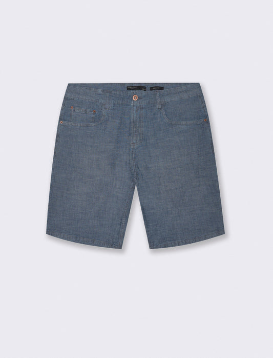 Bermuda Jeans Leggero Straight Fit Blu - Denim