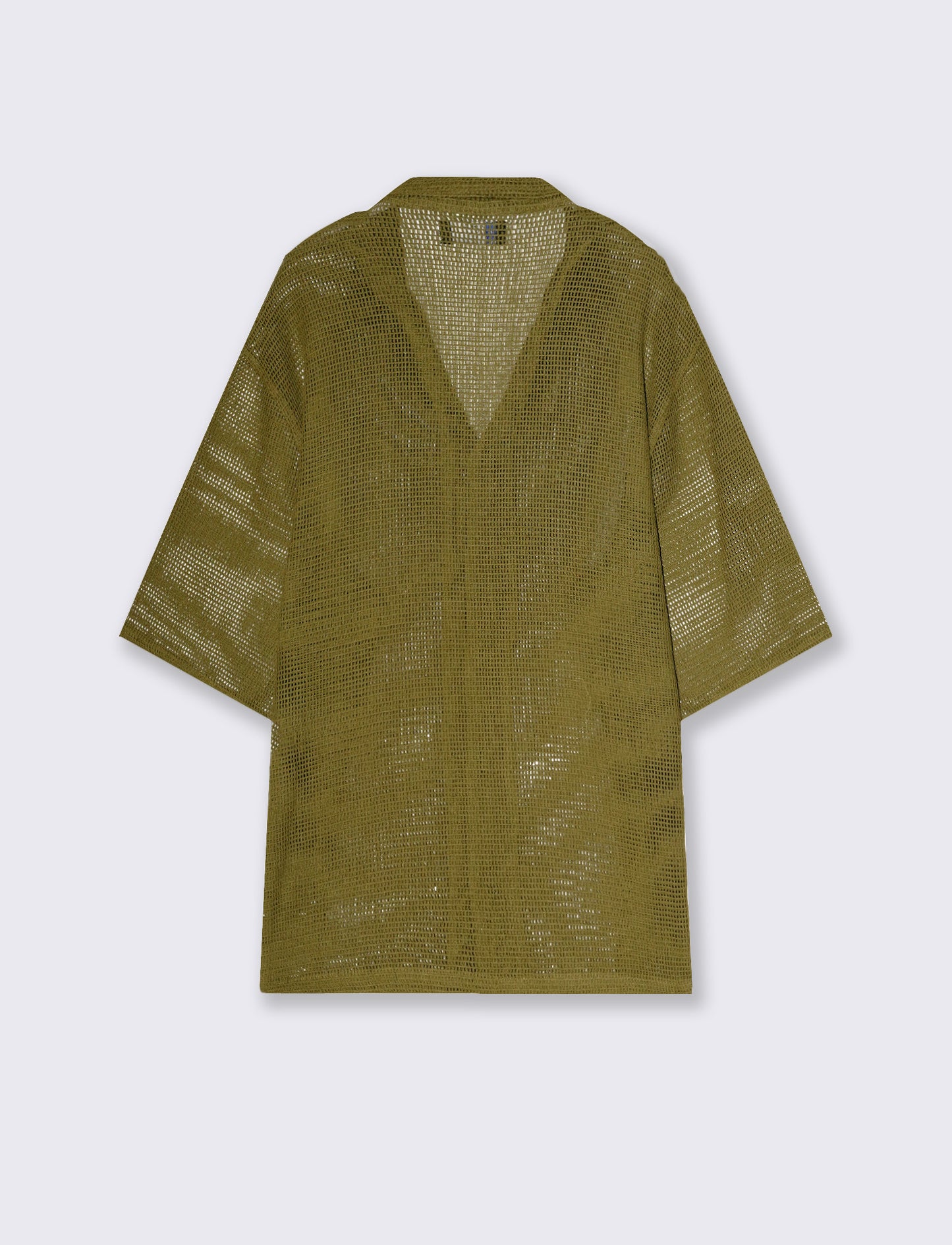 Boxy Fit Crochet Net Effect Shirt - Green
