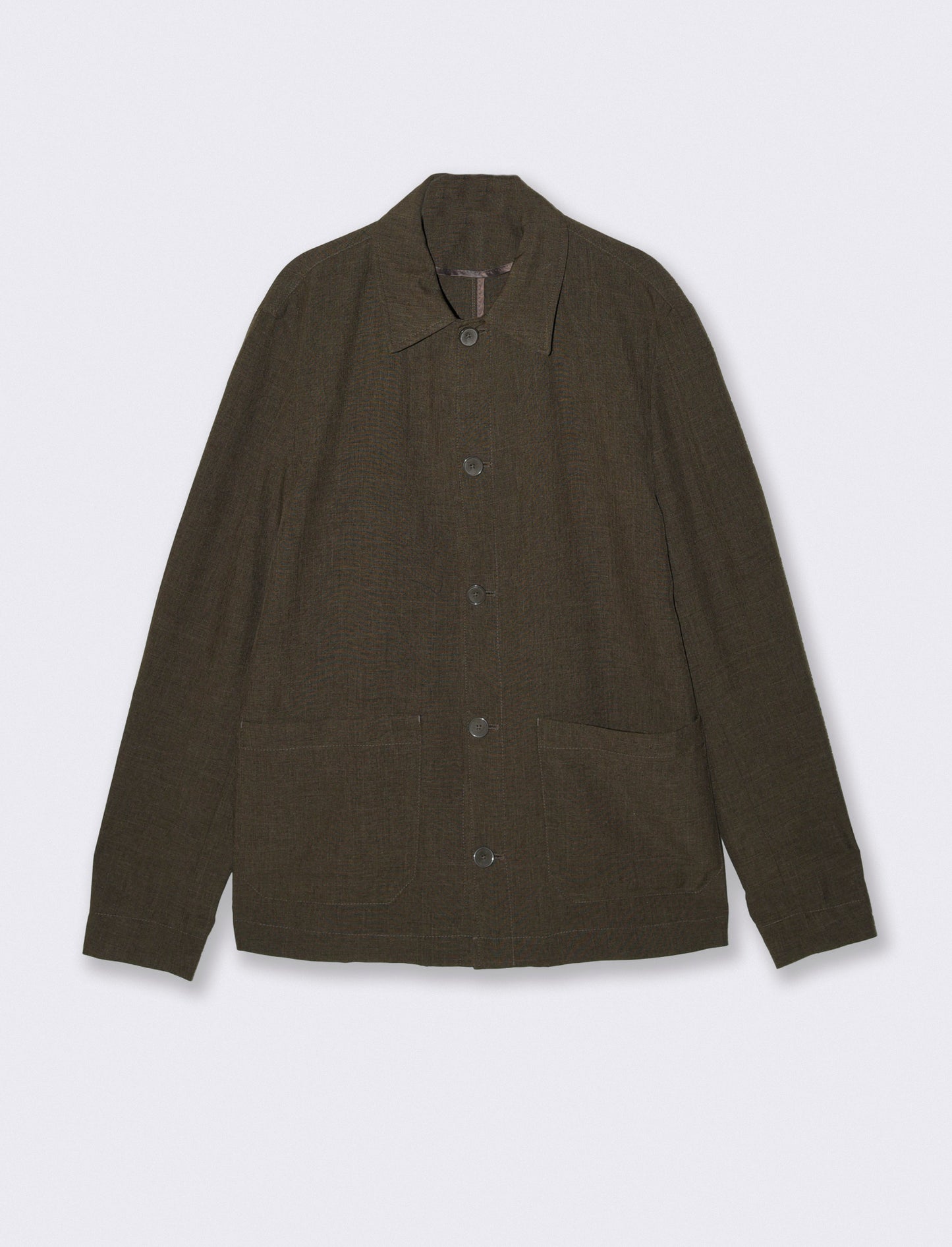 Linen-effect blazer with French collar - Brown