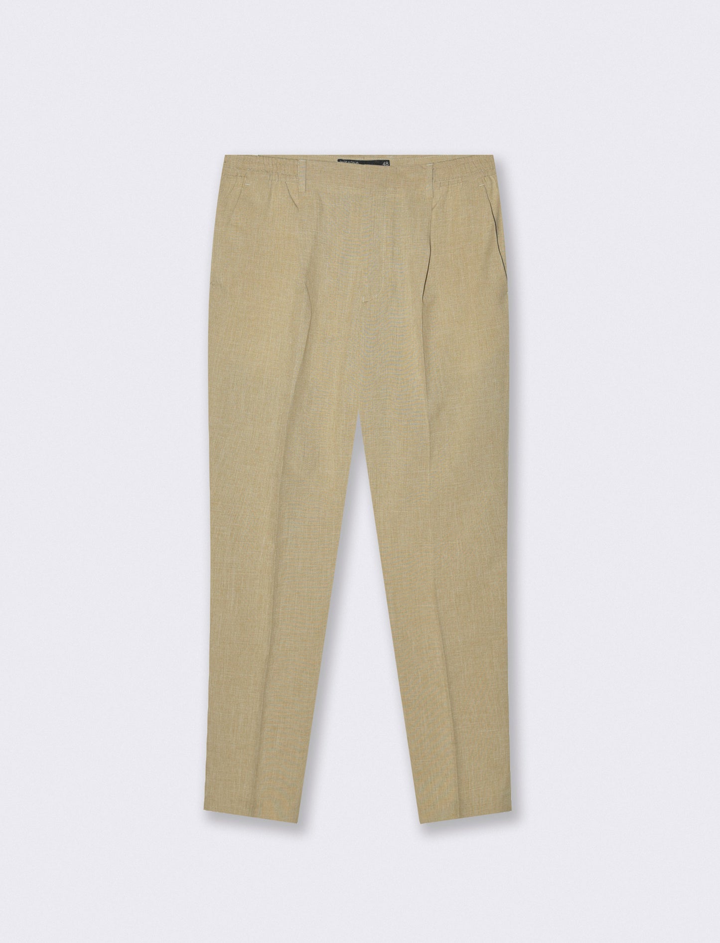 Pantaloni effetto lino con vita elastica - Beige