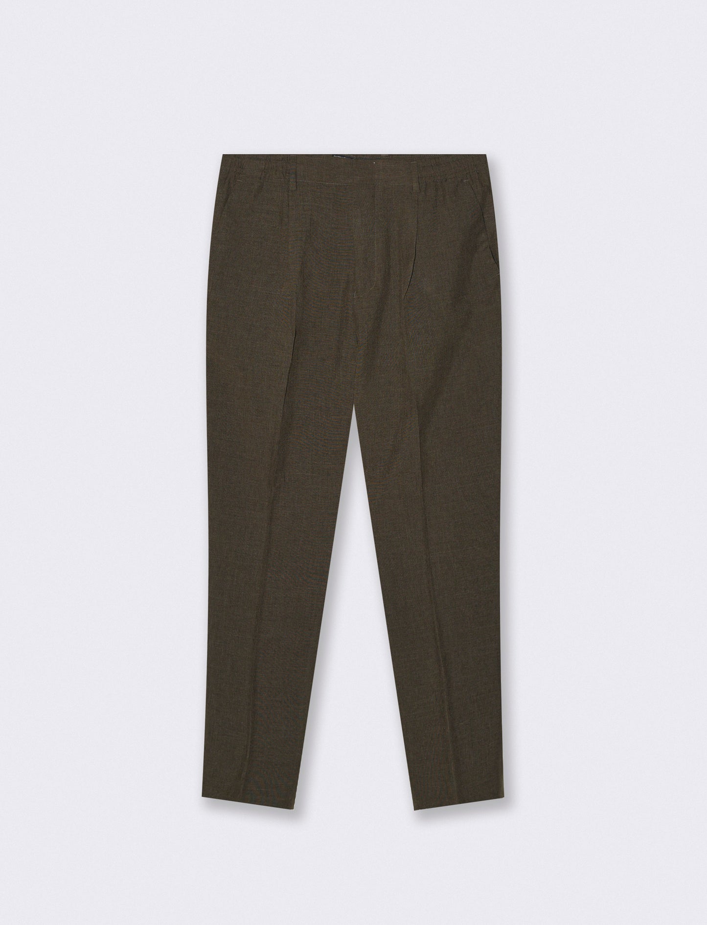 Pantaloni effetto lino con vita elastica - Moro