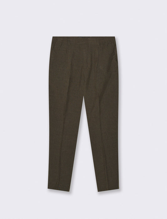 Pantaloni effetto lino con vita elastica - Moro